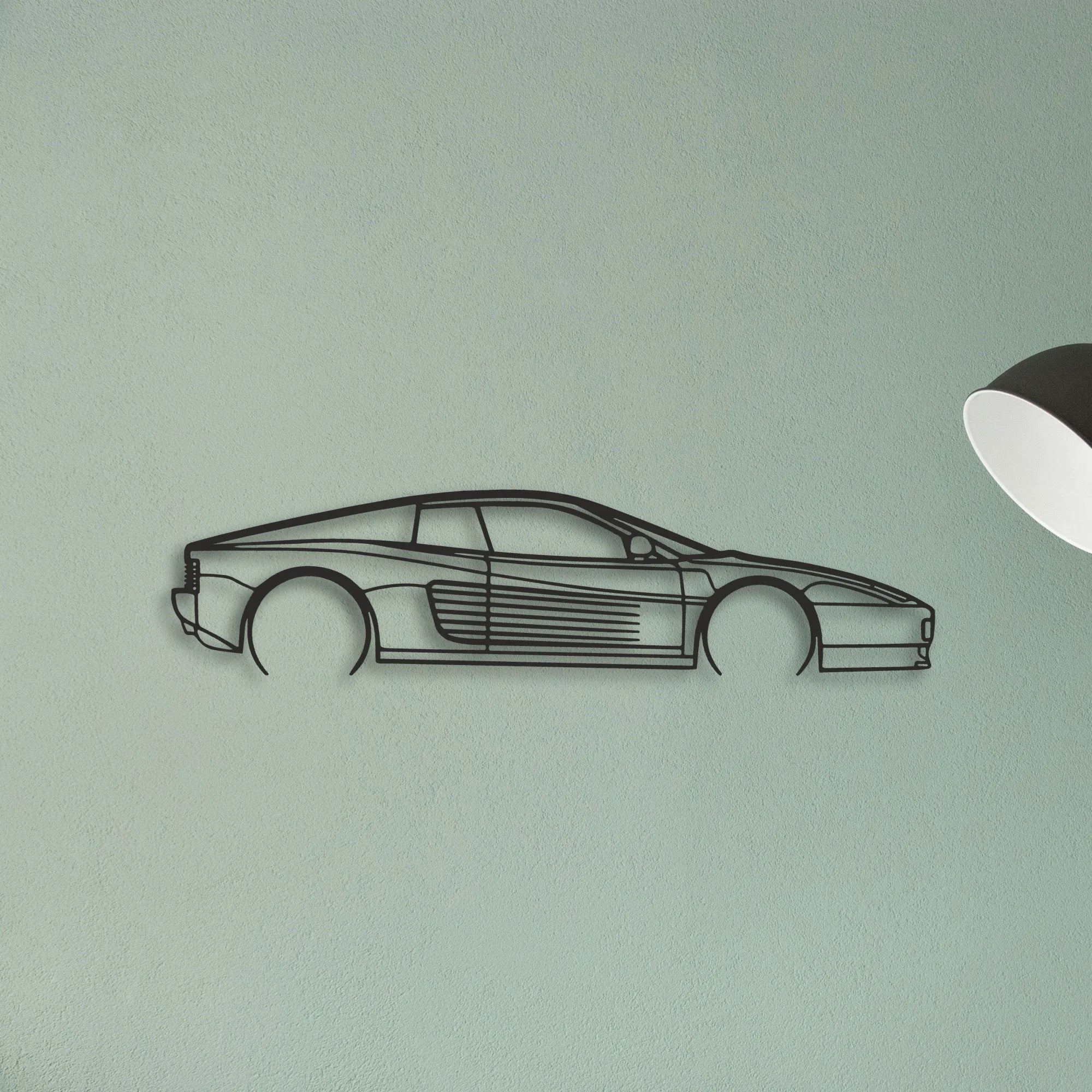 Ferrari Testarossa Classic Silhouette Metal Wall Art - Tinvibe