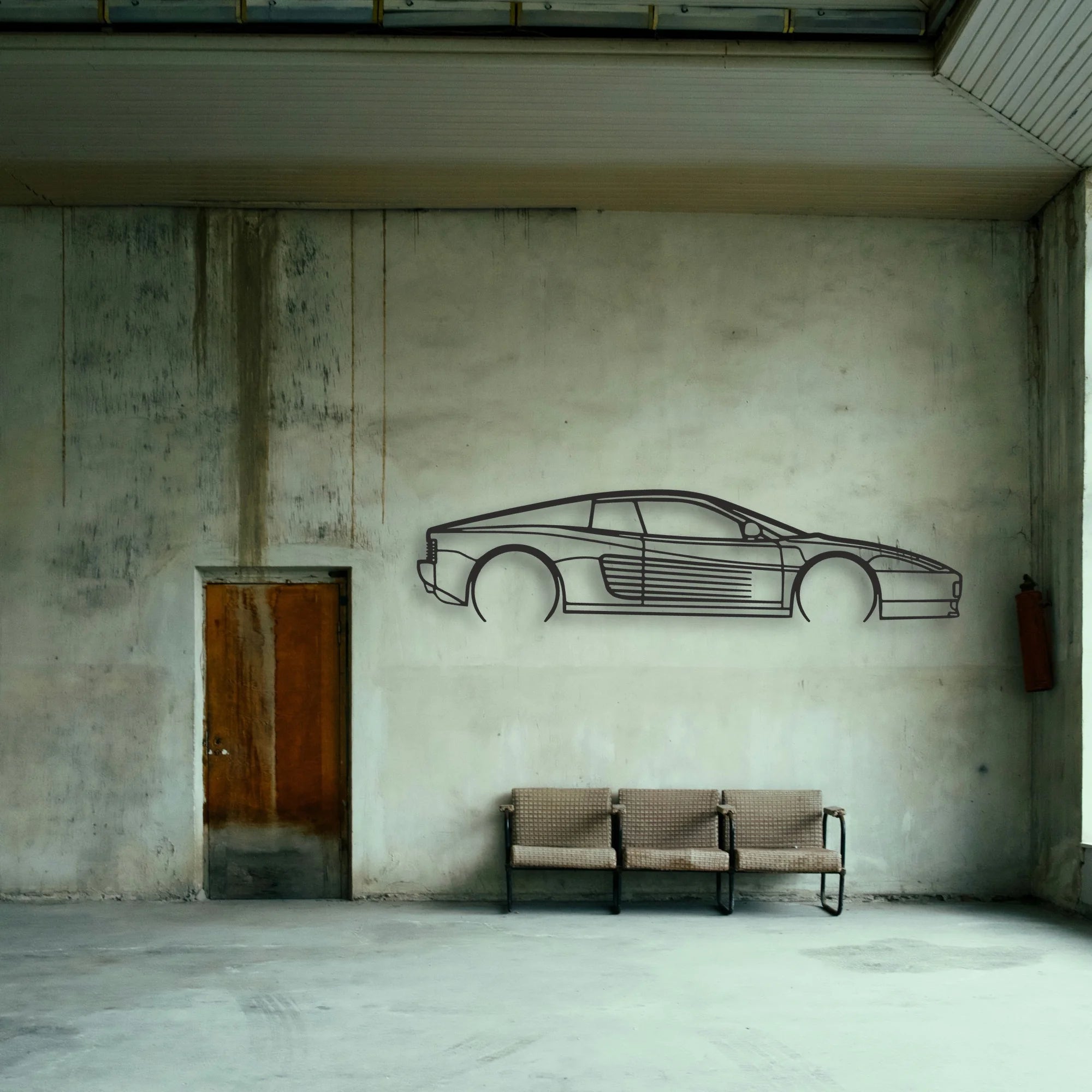 Ferrari Testarossa Classic Silhouette Metal Wall Art - Tinvibe