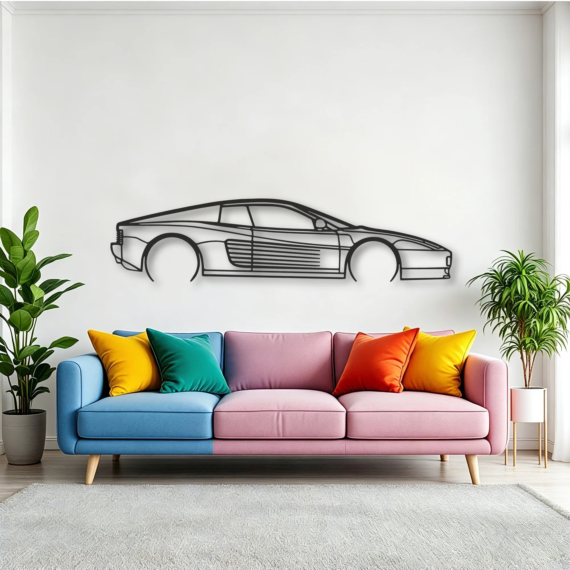 Ferrari Testarossa Classic Silhouette Metal Wall Art - Tinvibe