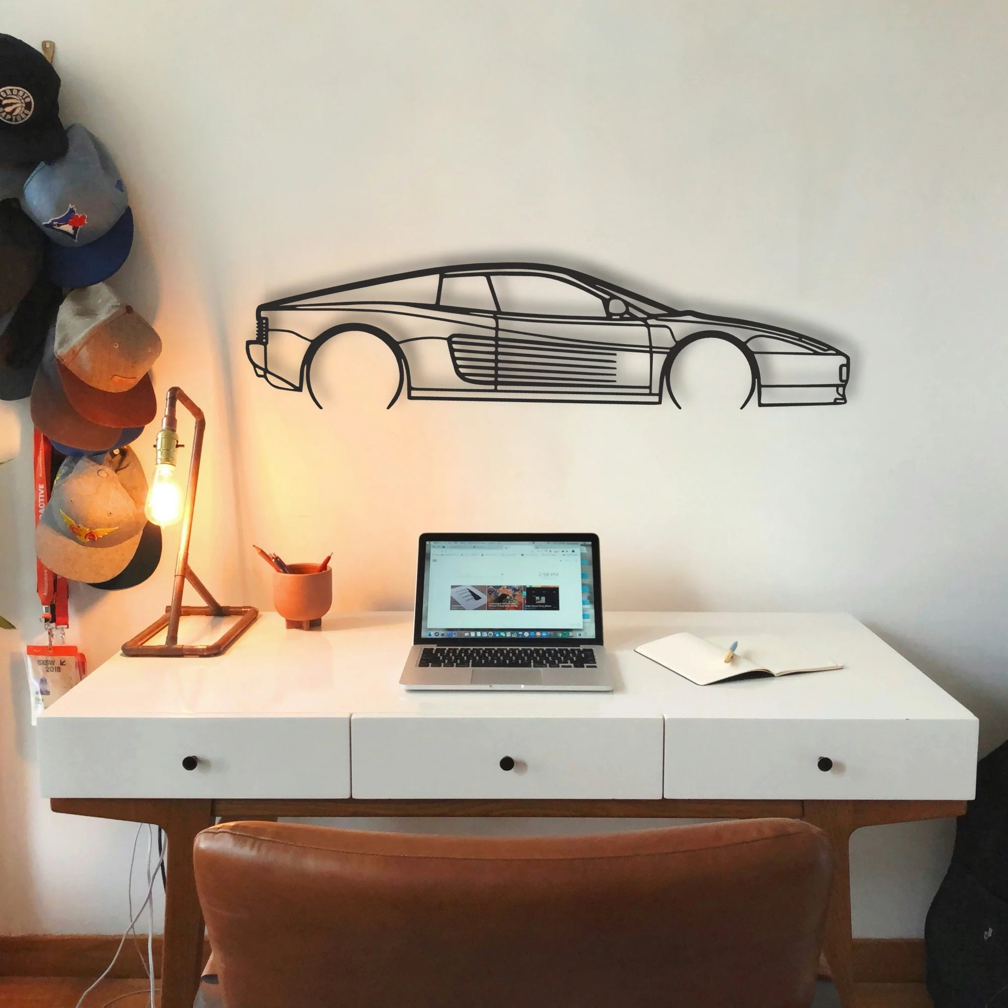 Ferrari Testarossa Classic Silhouette Metal Wall Art - Tinvibe