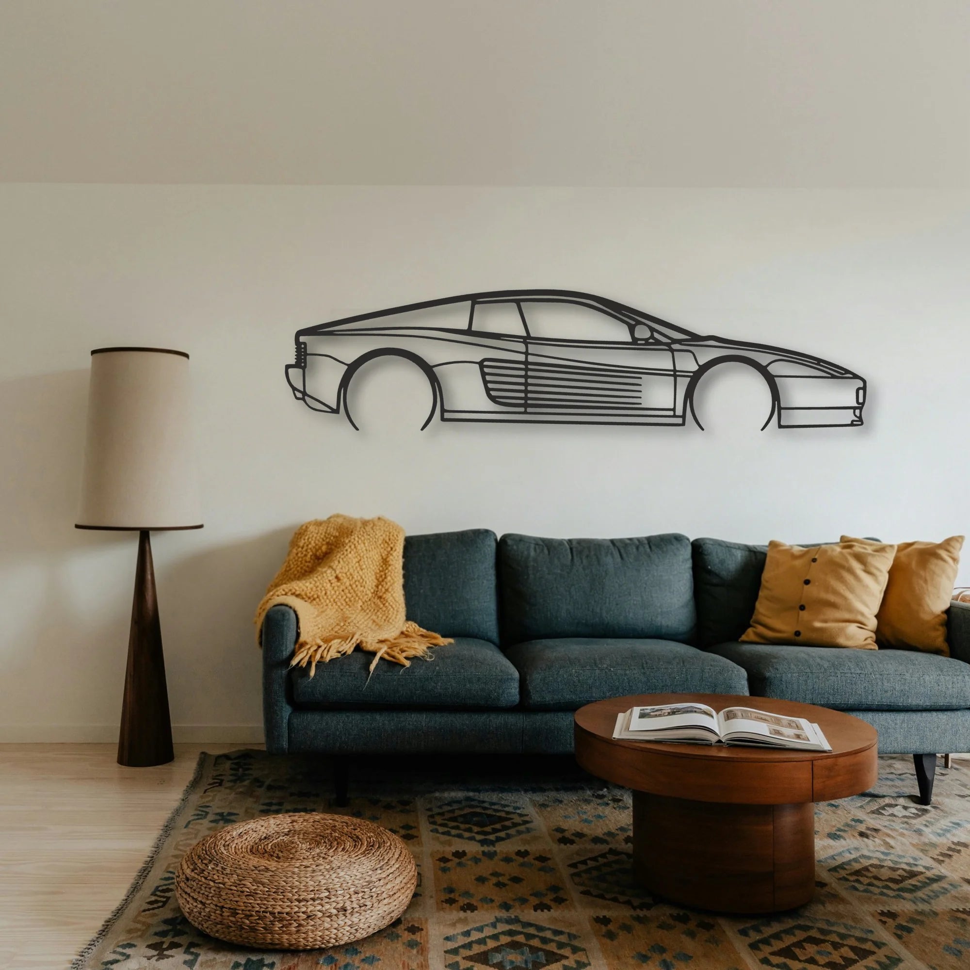 Ferrari Testarossa Classic Silhouette Metal Wall Art - Tinvibe