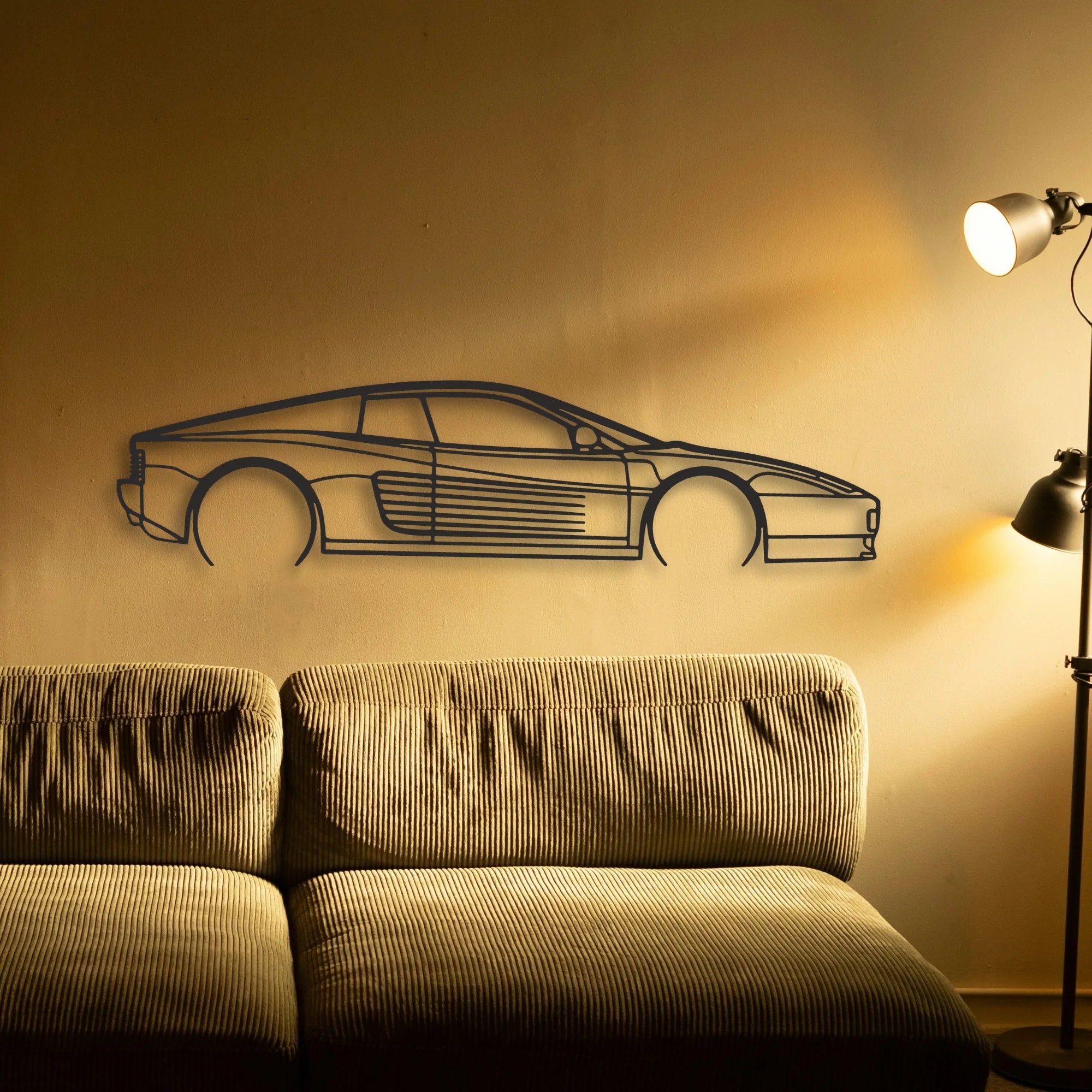 Ferrari Testarossa Classic Silhouette Metal Wall Art - Tinvibe