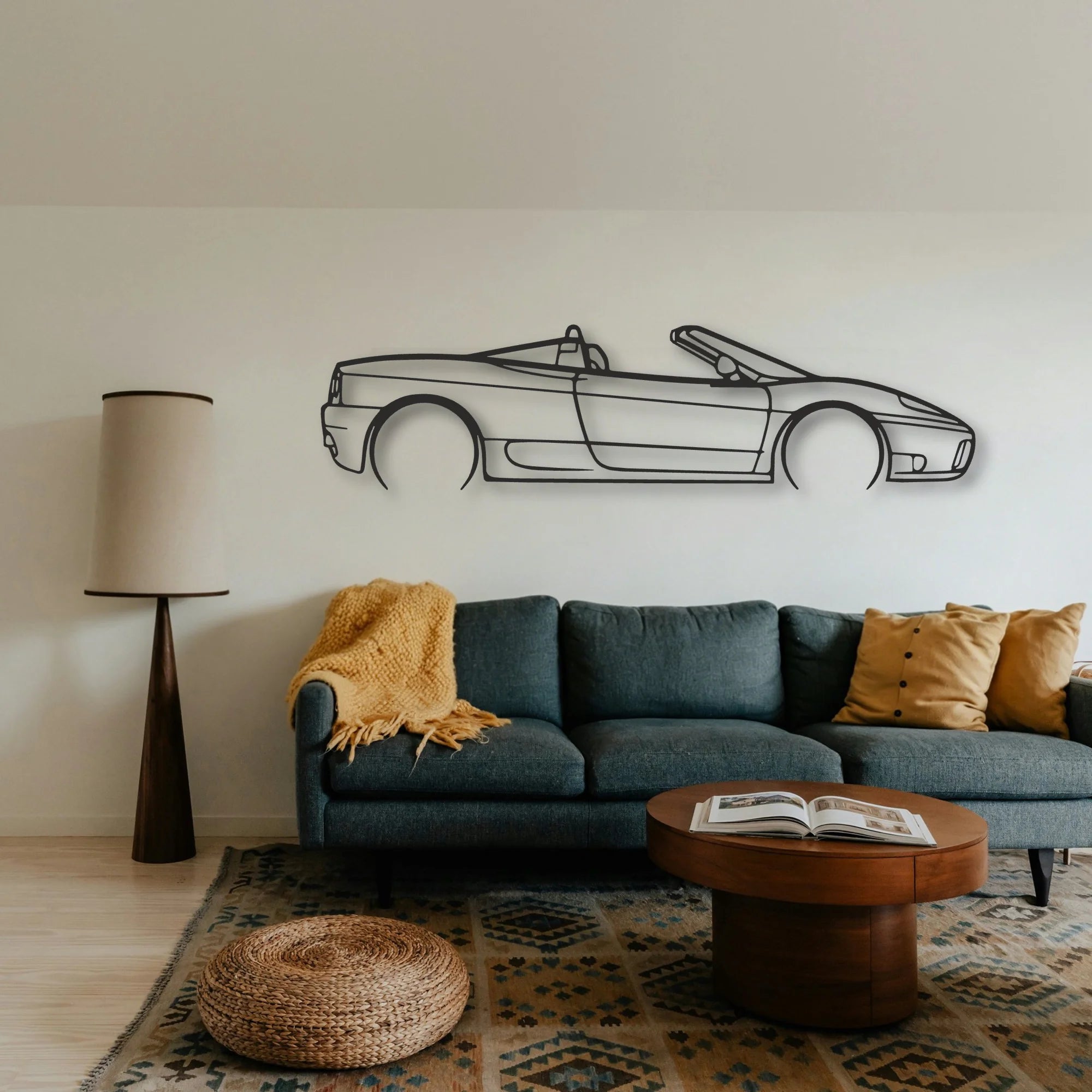 Ferrari 360 Spider Classic Silhouette Metal Wall Art - Tinvibe