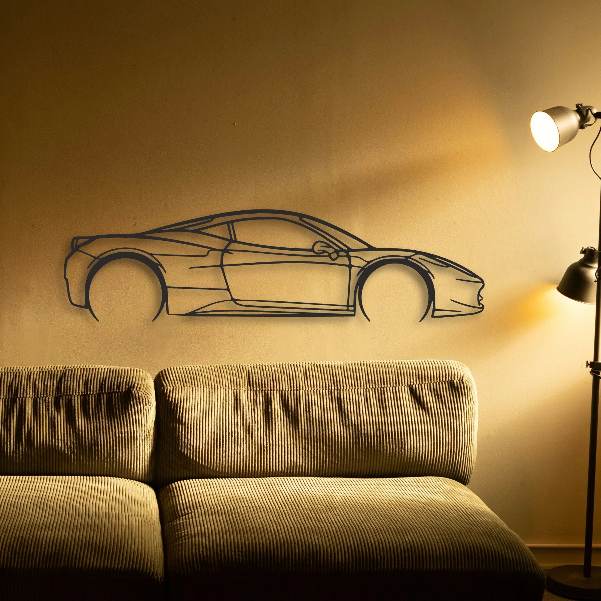 Ferrari 458 Italia Classic Silhouette Metal Wall Art - Tinvibe