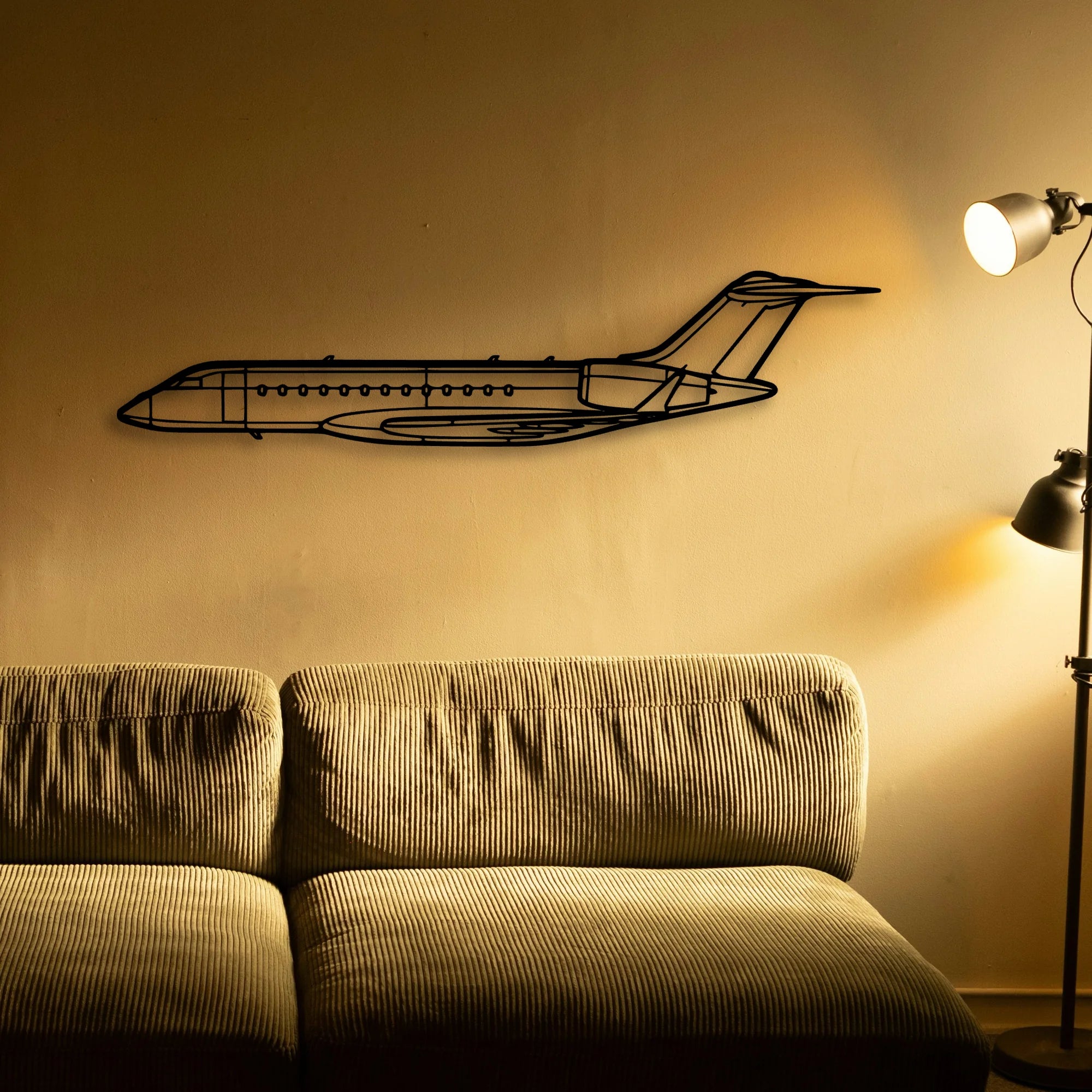 Global 6000 2018 Classic Aircraft Silhouette Metal Wall Art - Tinvibe