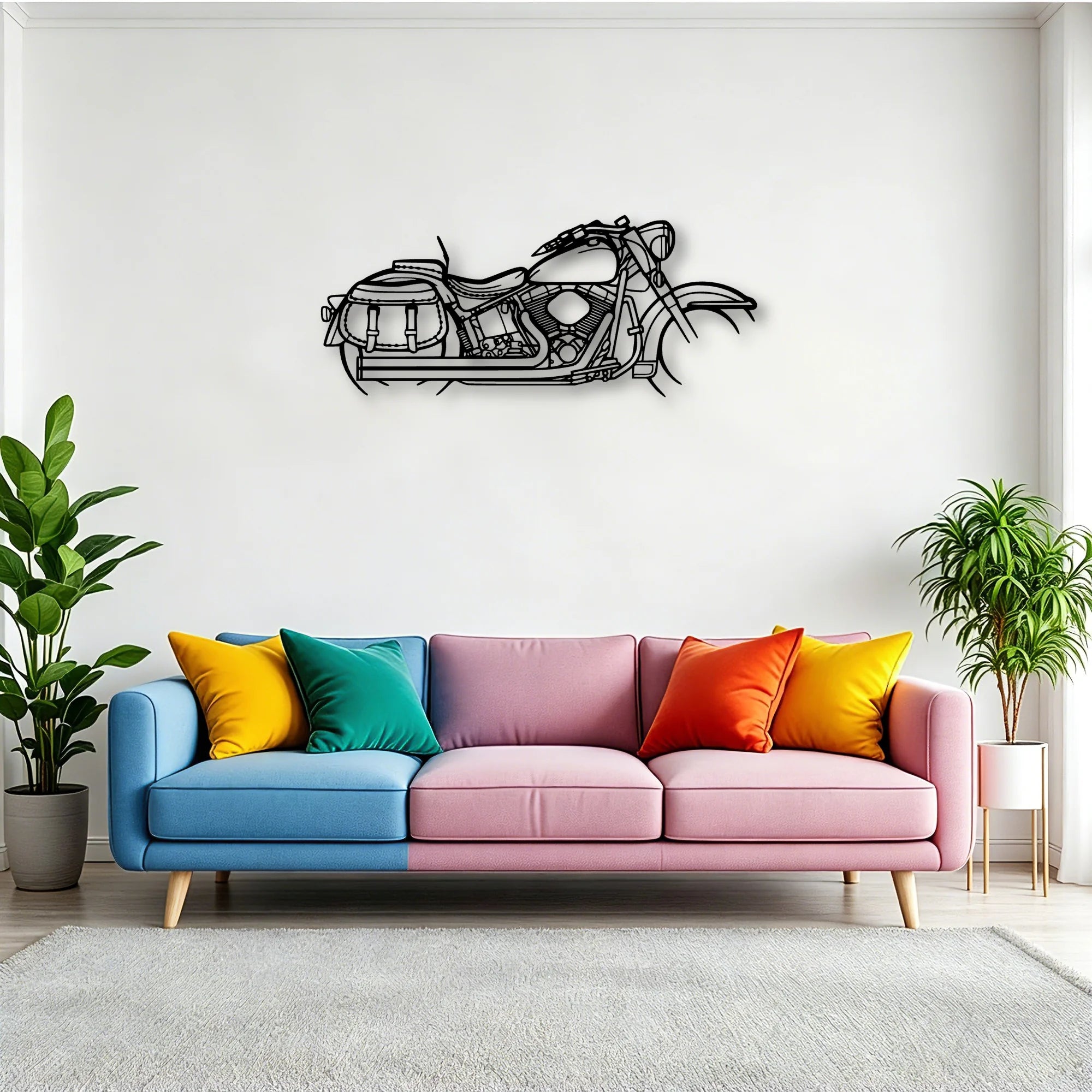 Heritage Classic 1944 Classic Motorcycle Silhouette Metal Wall Art - Tinvibe