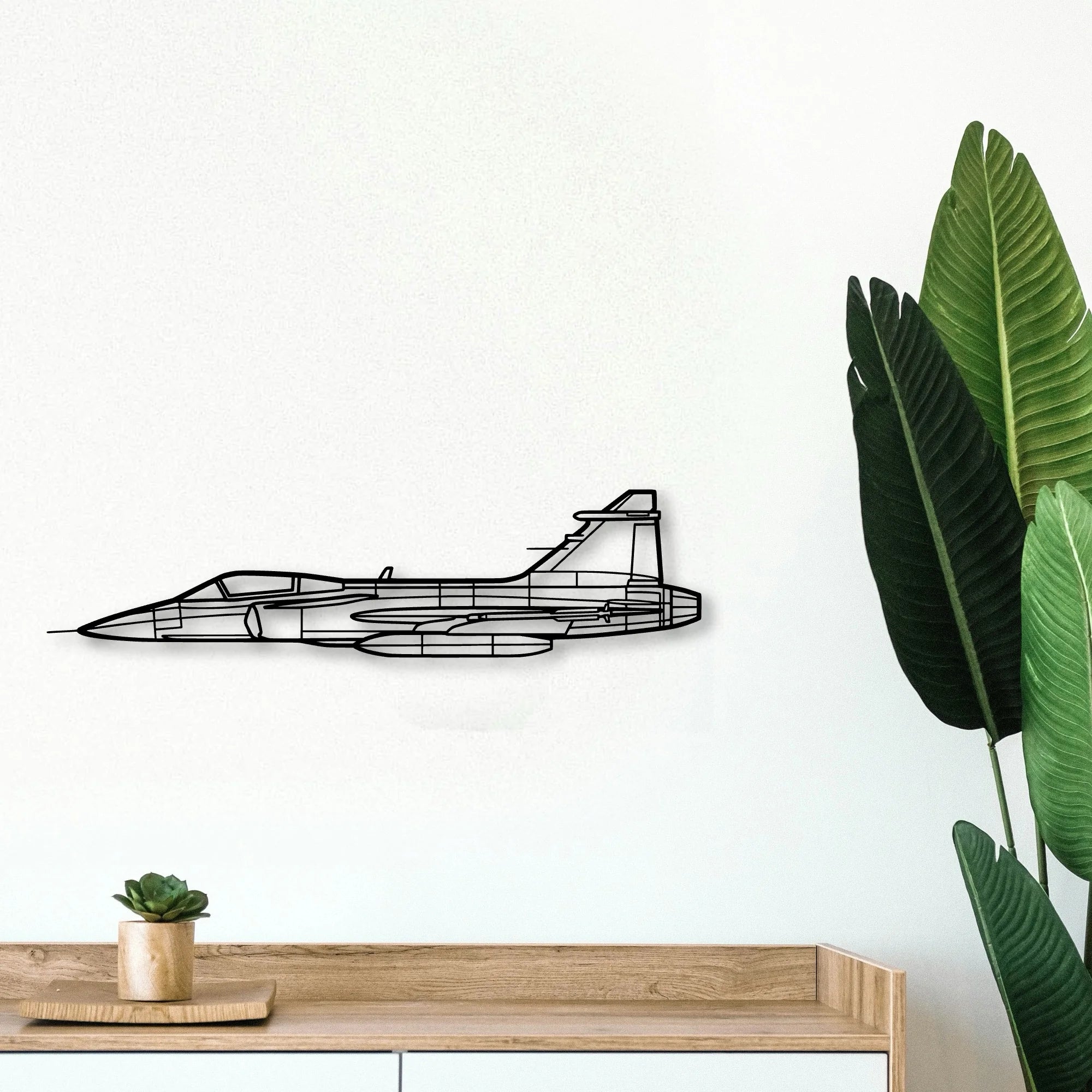 Jas 39 Gripern Classic Aircraft Silhouette Metal Wall Art - Tinvibe