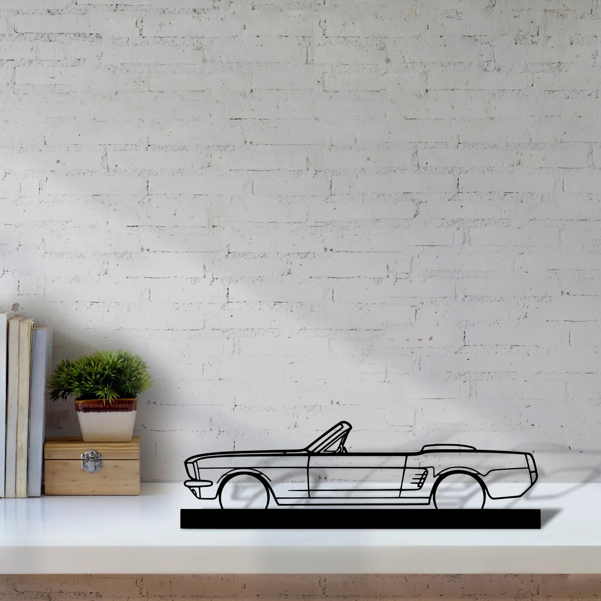 mustang-1966-convertible Silhouette Metal Art Stand - Tinvibe