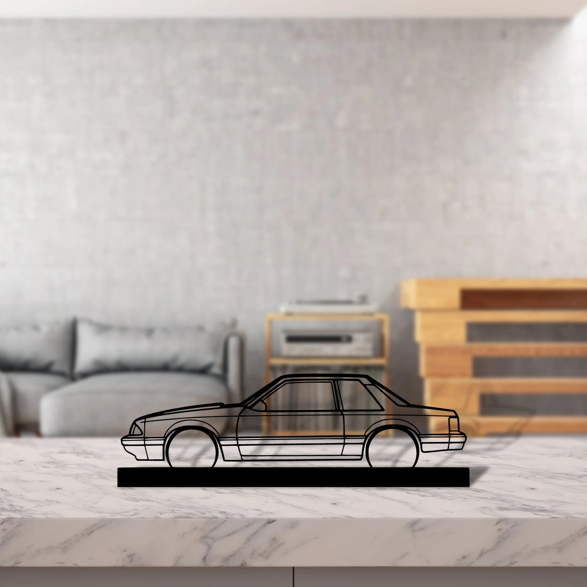 mustang-1993-notch-back Silhouette Metal Art Stand - Tinvibe