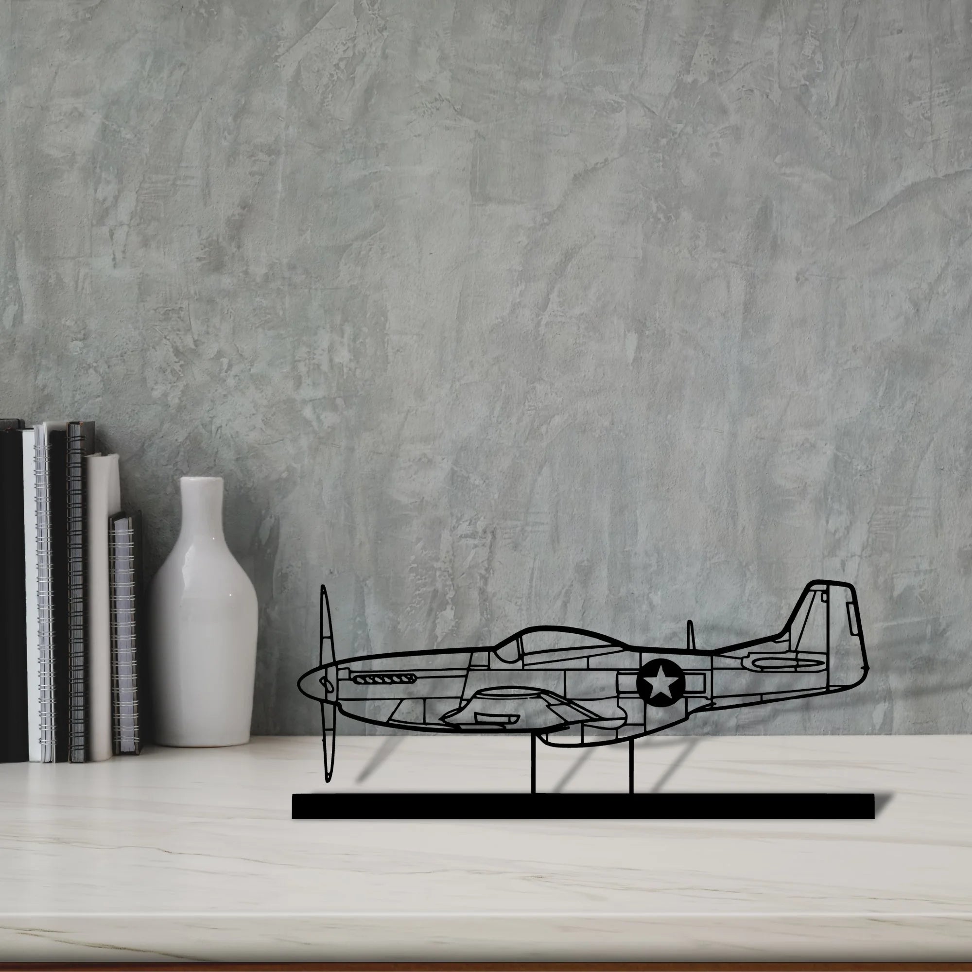p-51-mustang-4 Silhouette Metal Art Stand - Tinvibe