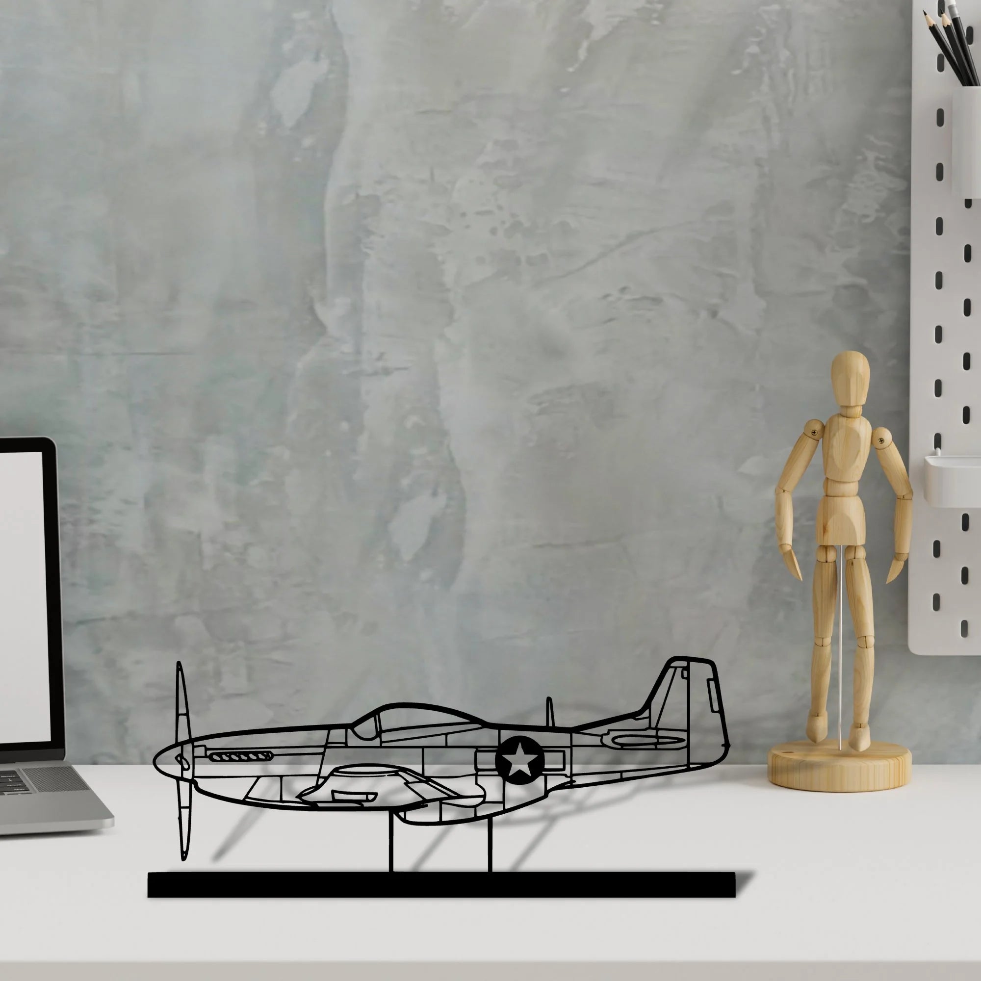 p-51-mustang-4 Silhouette Metal Art Stand - Tinvibe