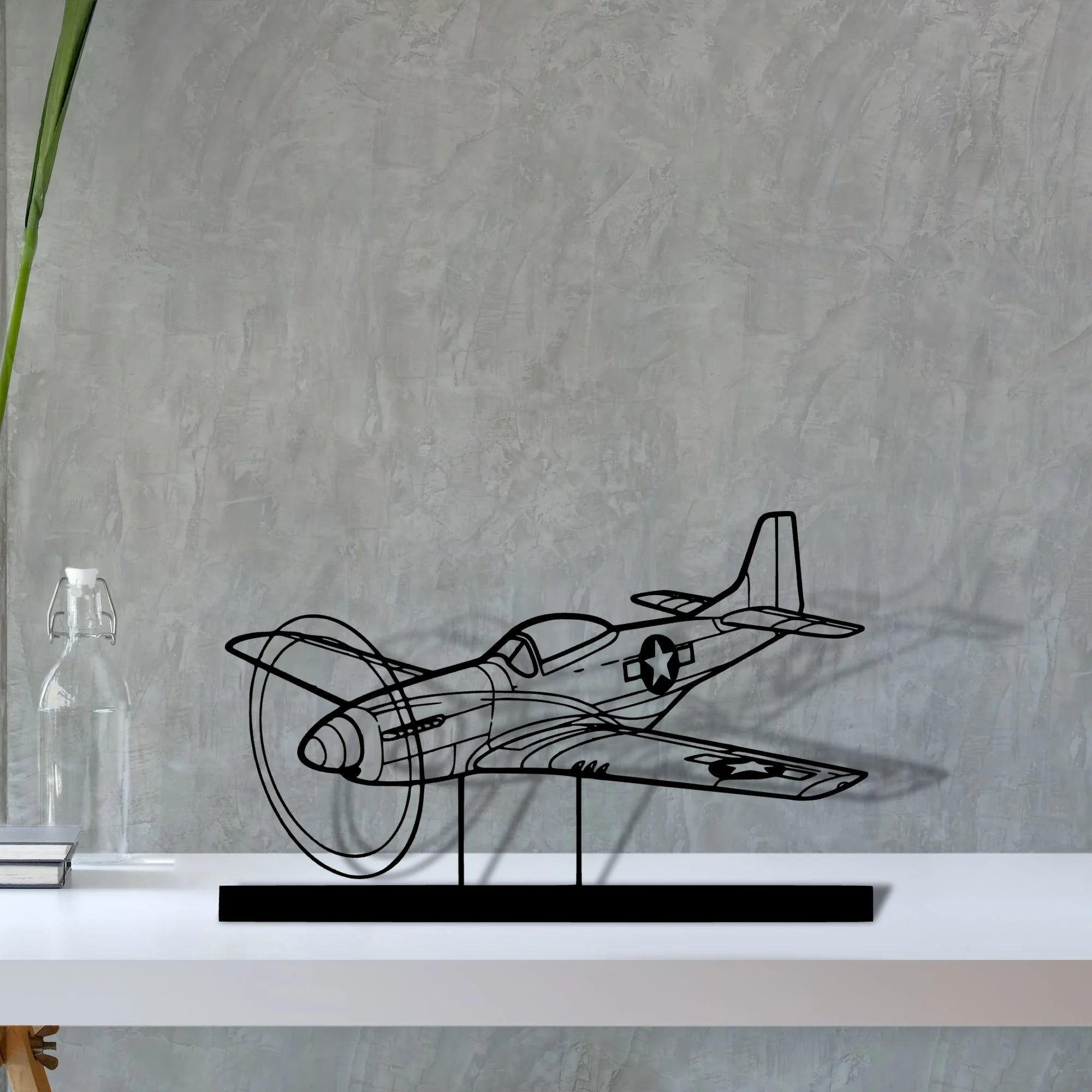 p-51d-mustang Silhouette Metal Art Stand - Tinvibe