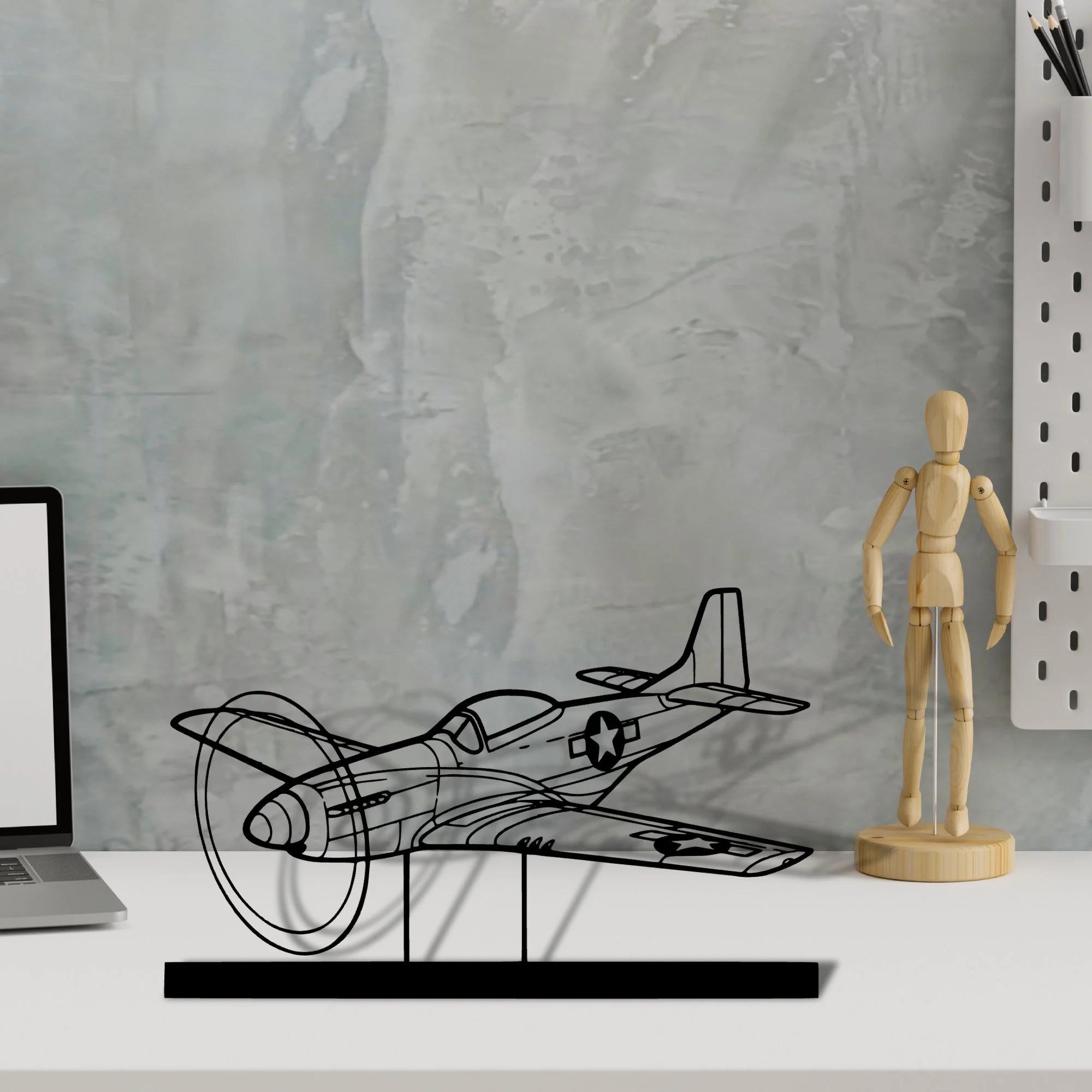 p-51d-mustang Silhouette Metal Art Stand - Tinvibe