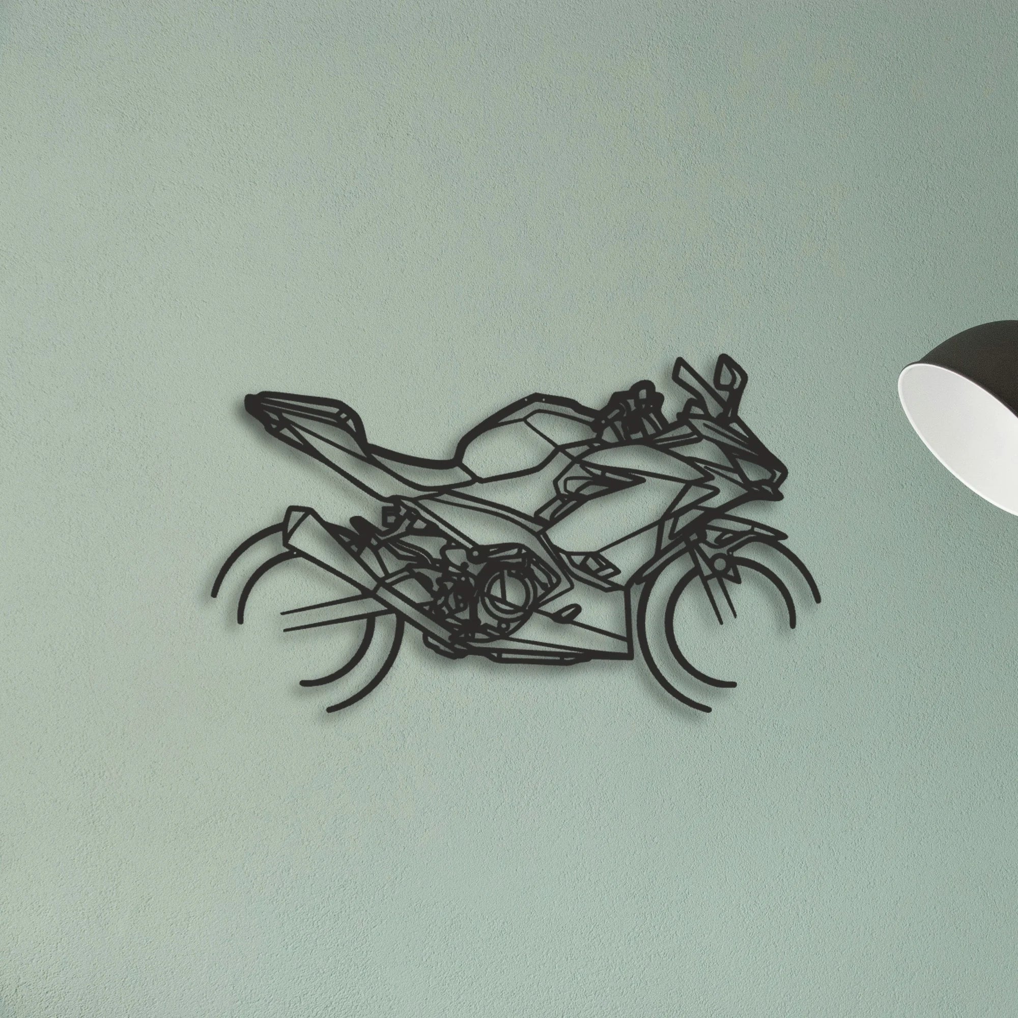P4 2020 Kawasaki Ninja 400 2020 Kawasaki Ninja 400 Classic Motorcycle Silhouette Metal Wall Art - Tinvibe