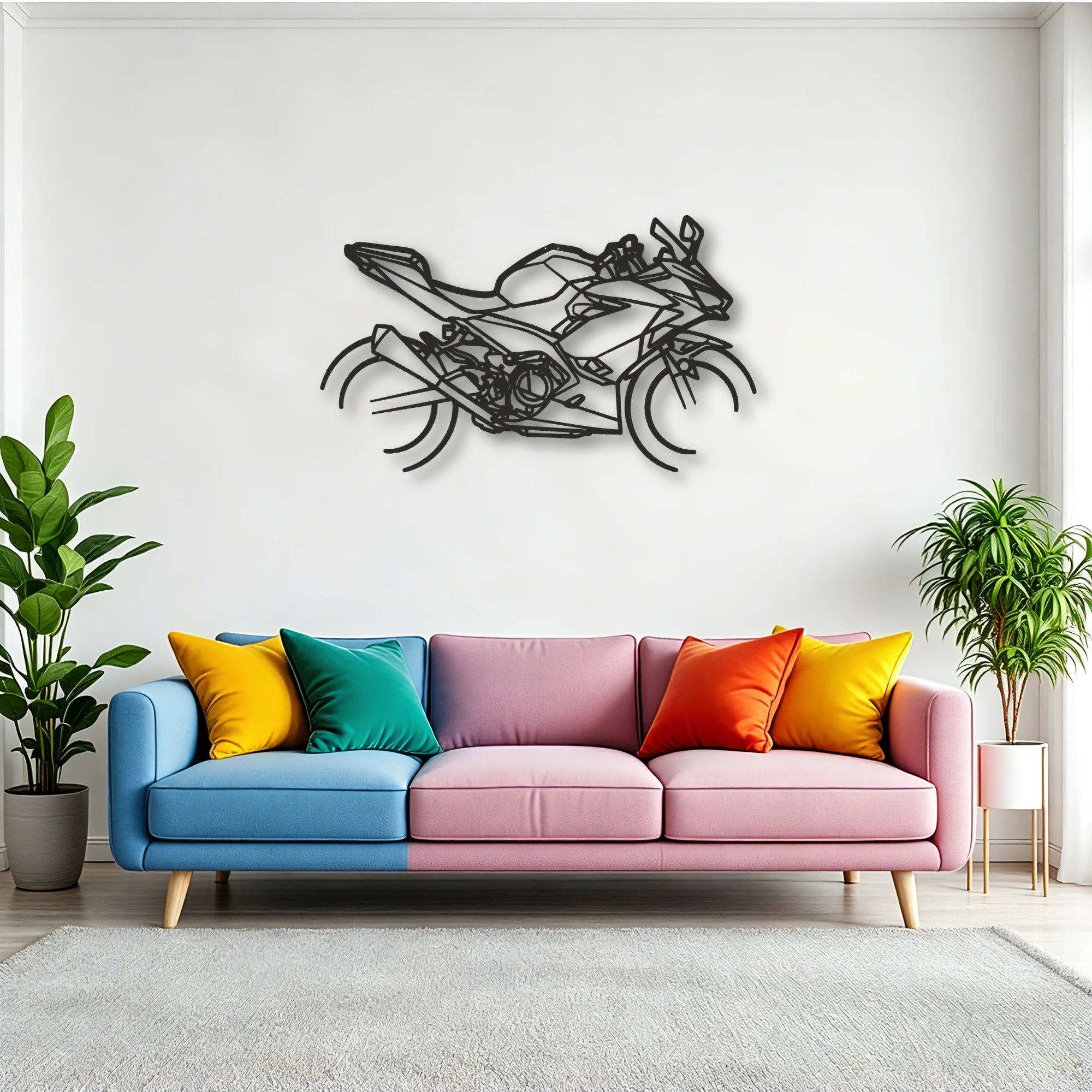 P4 2020 Kawasaki Ninja 400 2020 Kawasaki Ninja 400 Classic Motorcycle Silhouette Metal Wall Art - Tinvibe