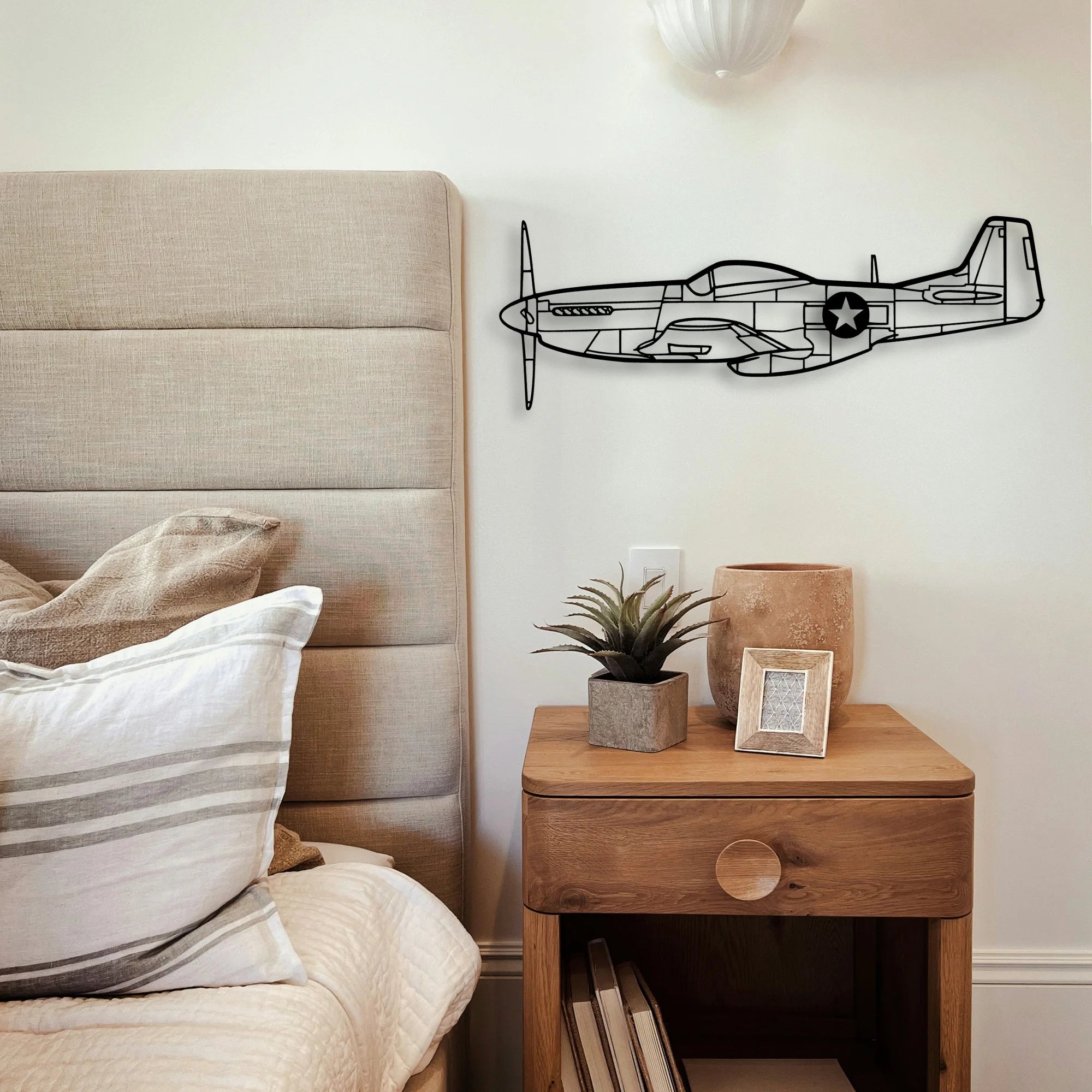 P51 Mustang Classic Aircraft Silhouette Metal Wall Art - Tinvibe