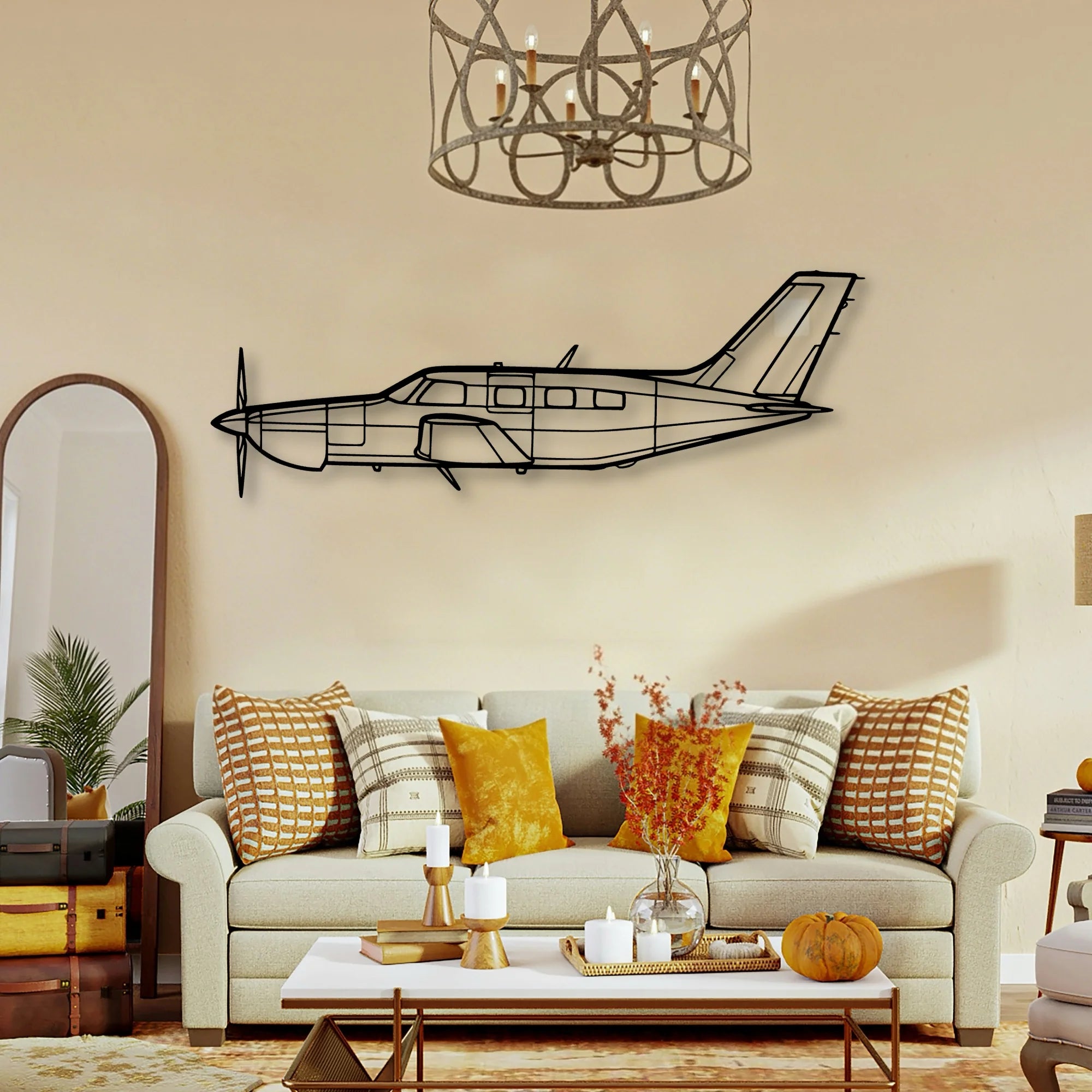 PA 46 350P Malibu Mirage 2 Classic Aircraft Silhouette Metal Wall Art - Tinvibe