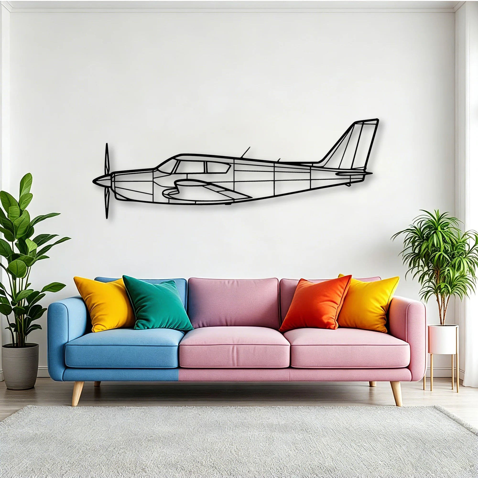 PA 46 Malibu Classic Aircraft Silhouette Metal Wall Art - Tinvibe
