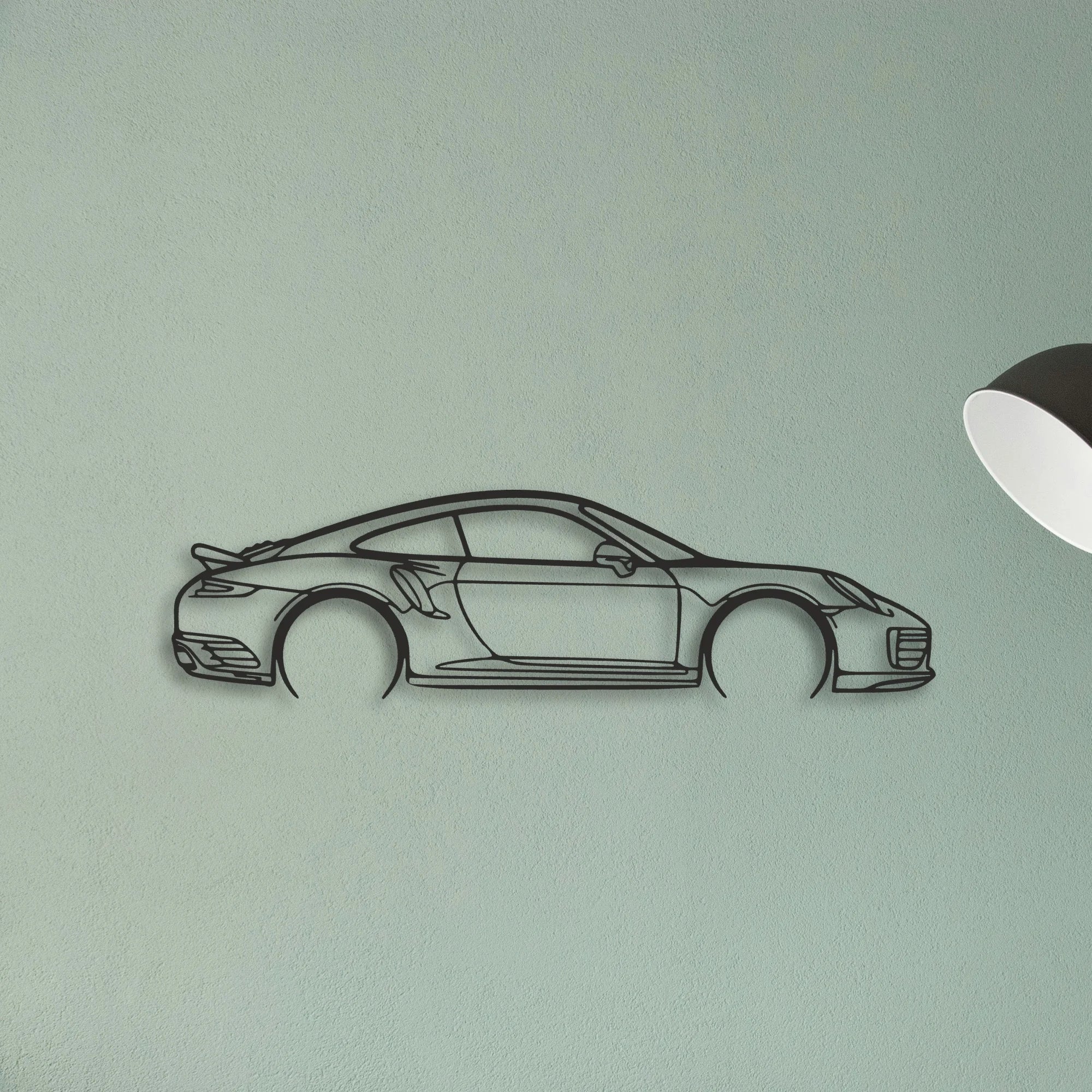 Porsche 911 Model 991 Turbo S Classic Silhouette Metal Wall Art - Tinvibe