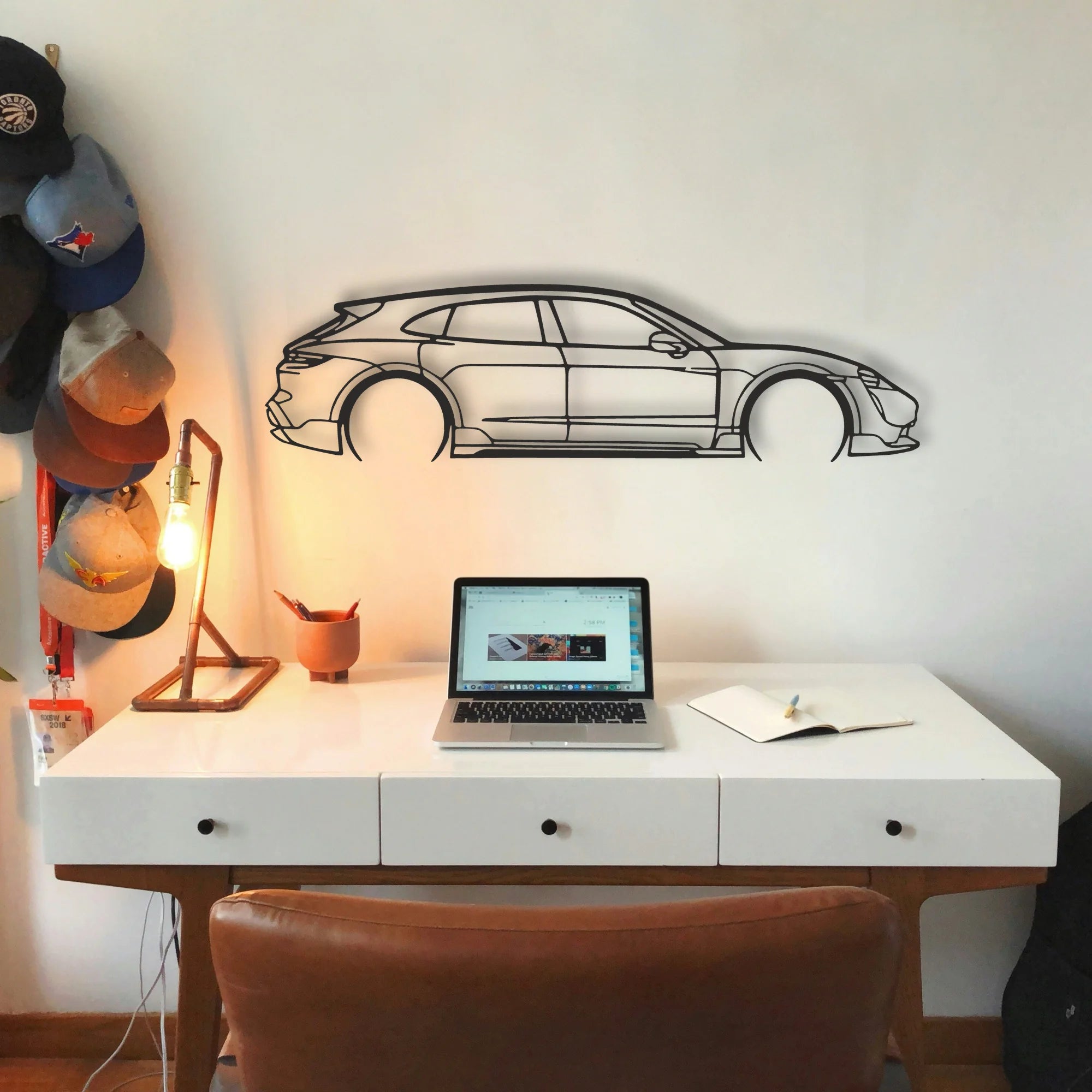 Porsche Taycan Turbo Cross Classic Silhouette Metal Wall Art - Tinvibe