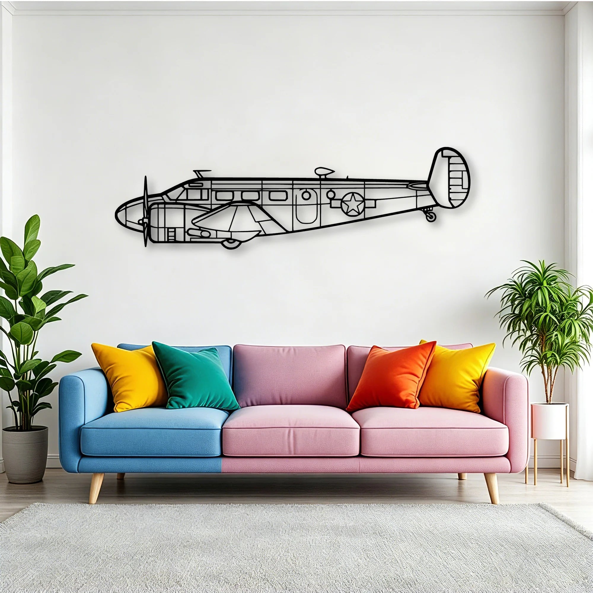 Rc 45 Classic Aircraft Silhouette Metal Wall Art - Tinvibe