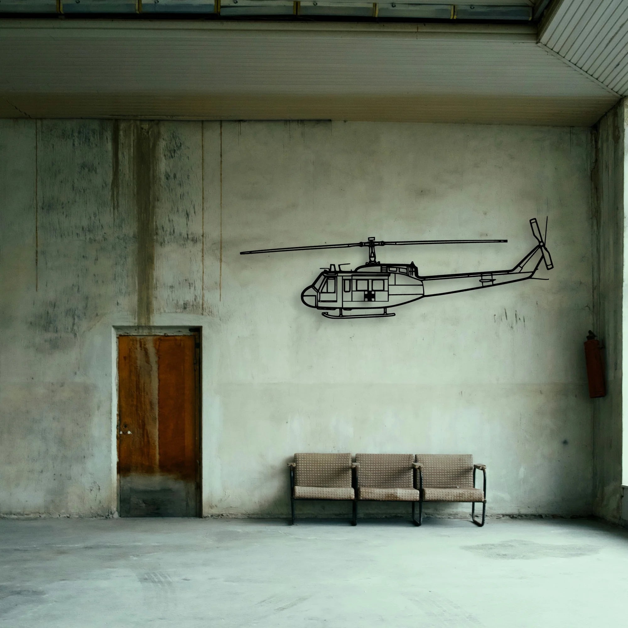Uh 1 Iroquois Huey 1970 Classic Aircraft Silhouette Metal Wall Art - Tinvibe