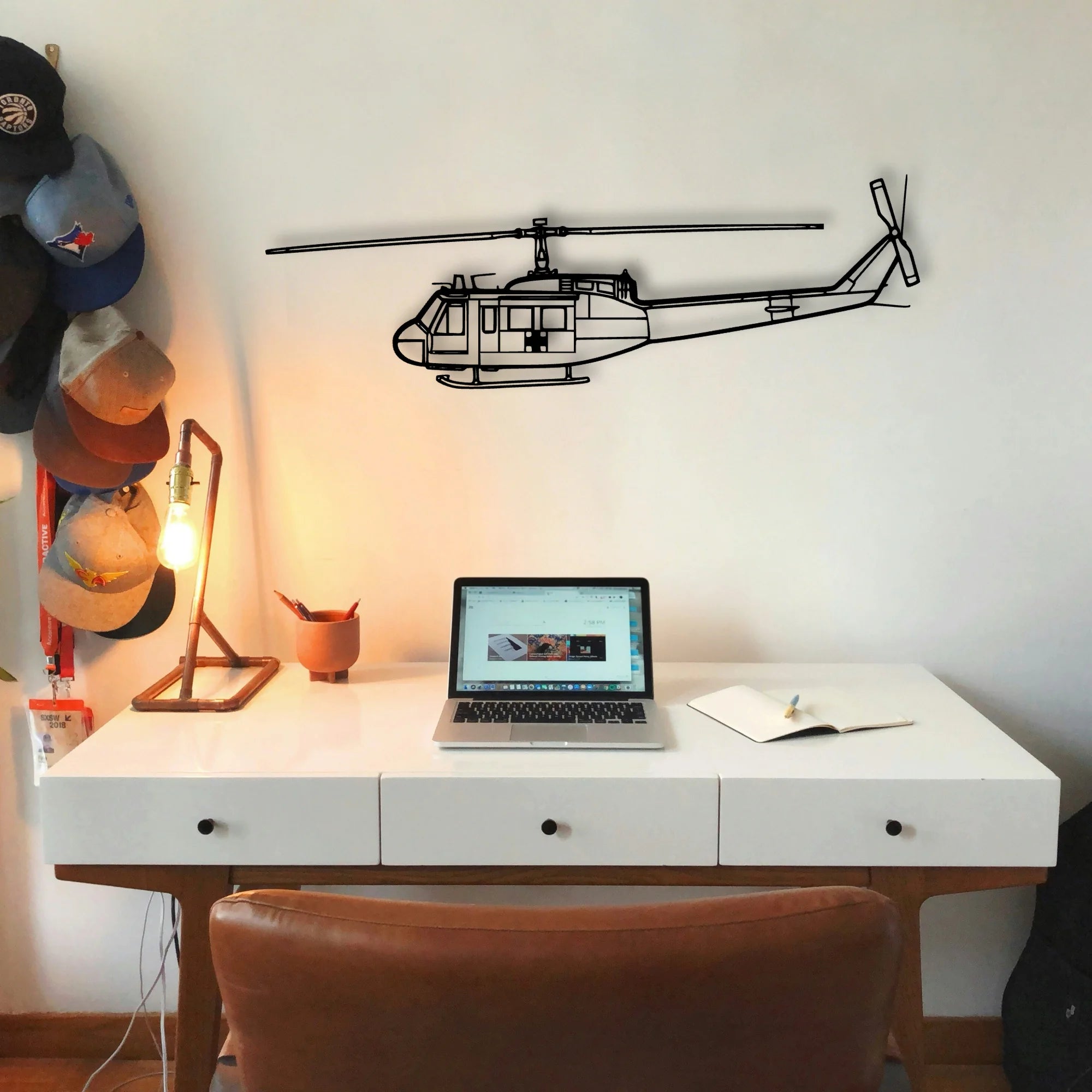 Uh 1 Iroquois Huey 1970 Classic Aircraft Silhouette Metal Wall Art - Tinvibe