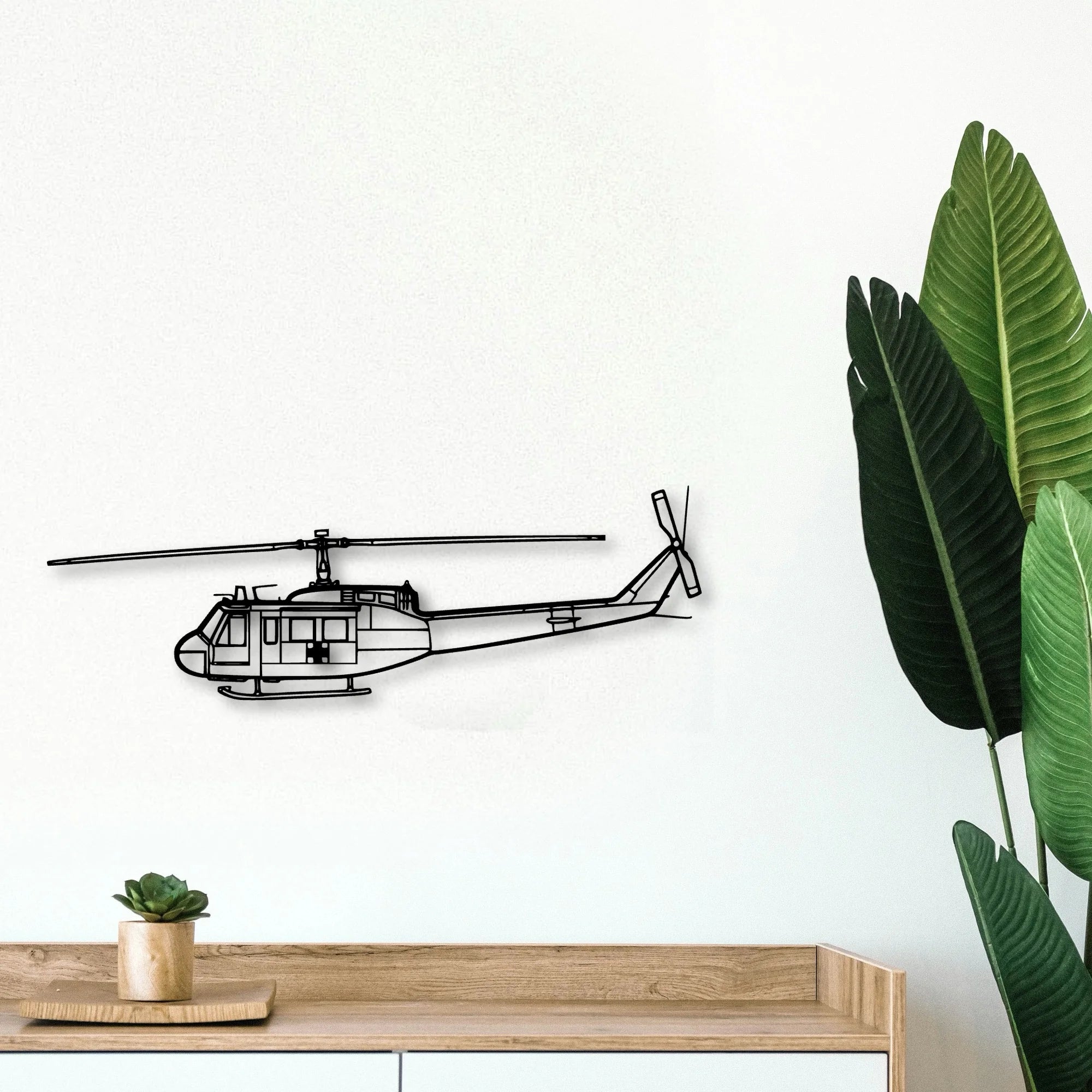 Uh 1 Iroquois Huey 1970 Classic Aircraft Silhouette Metal Wall Art - Tinvibe