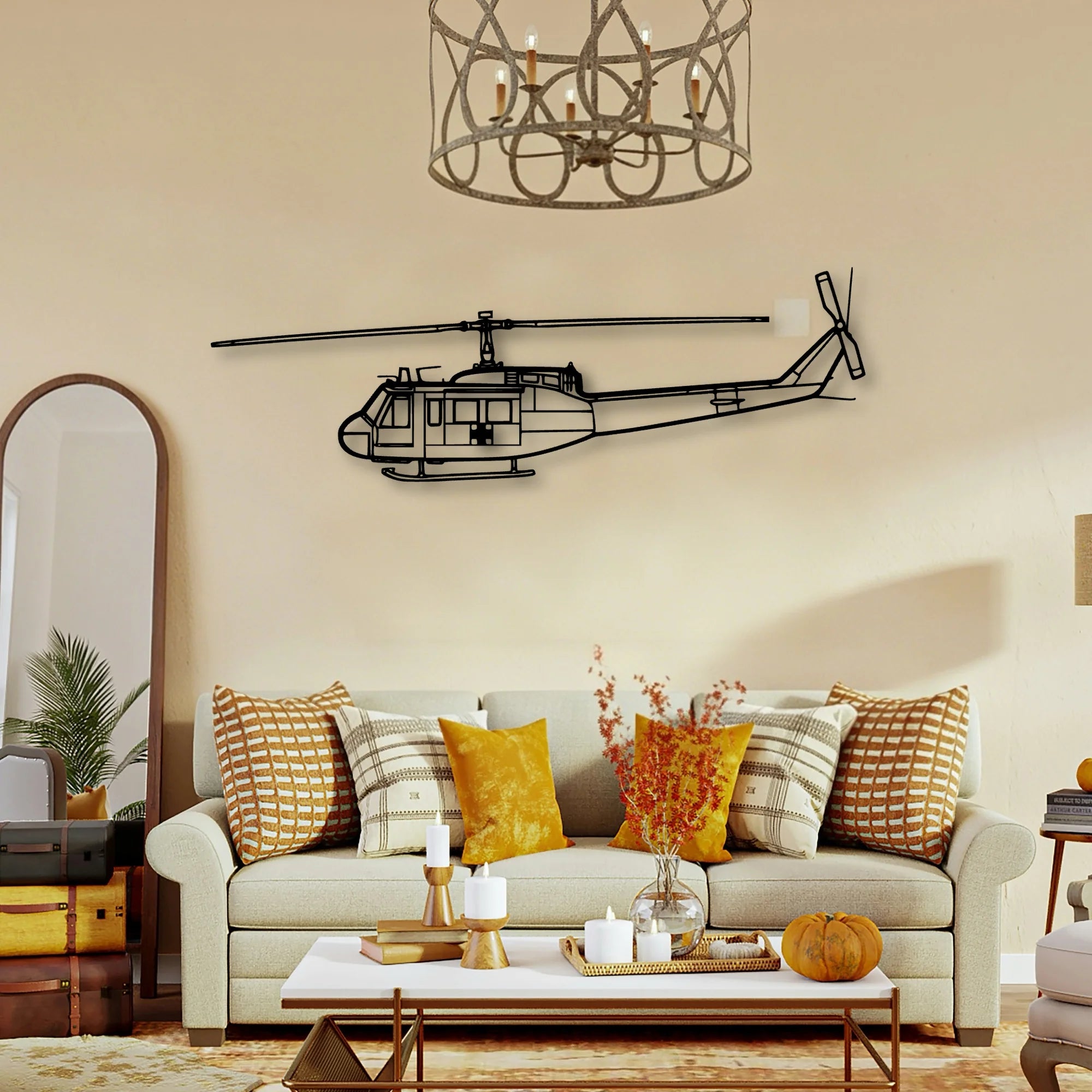 Uh 1 Iroquois Huey 1970 Classic Aircraft Silhouette Metal Wall Art - Tinvibe