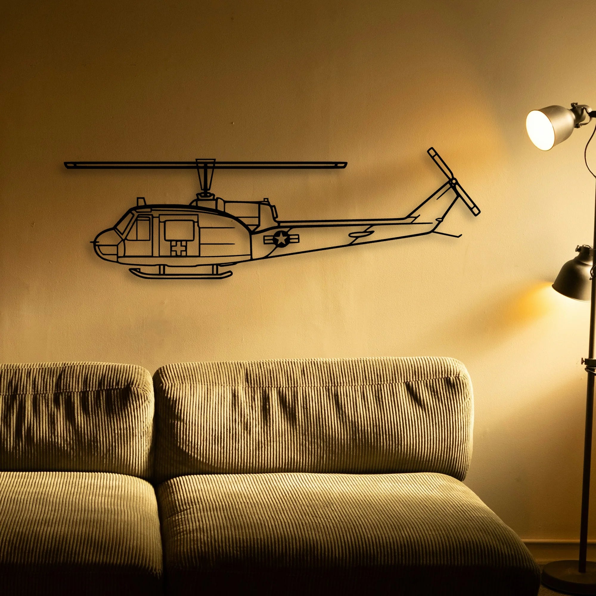 Uh 1 Med Classic Aircraft Silhouette Metal Wall Art - Tinvibe