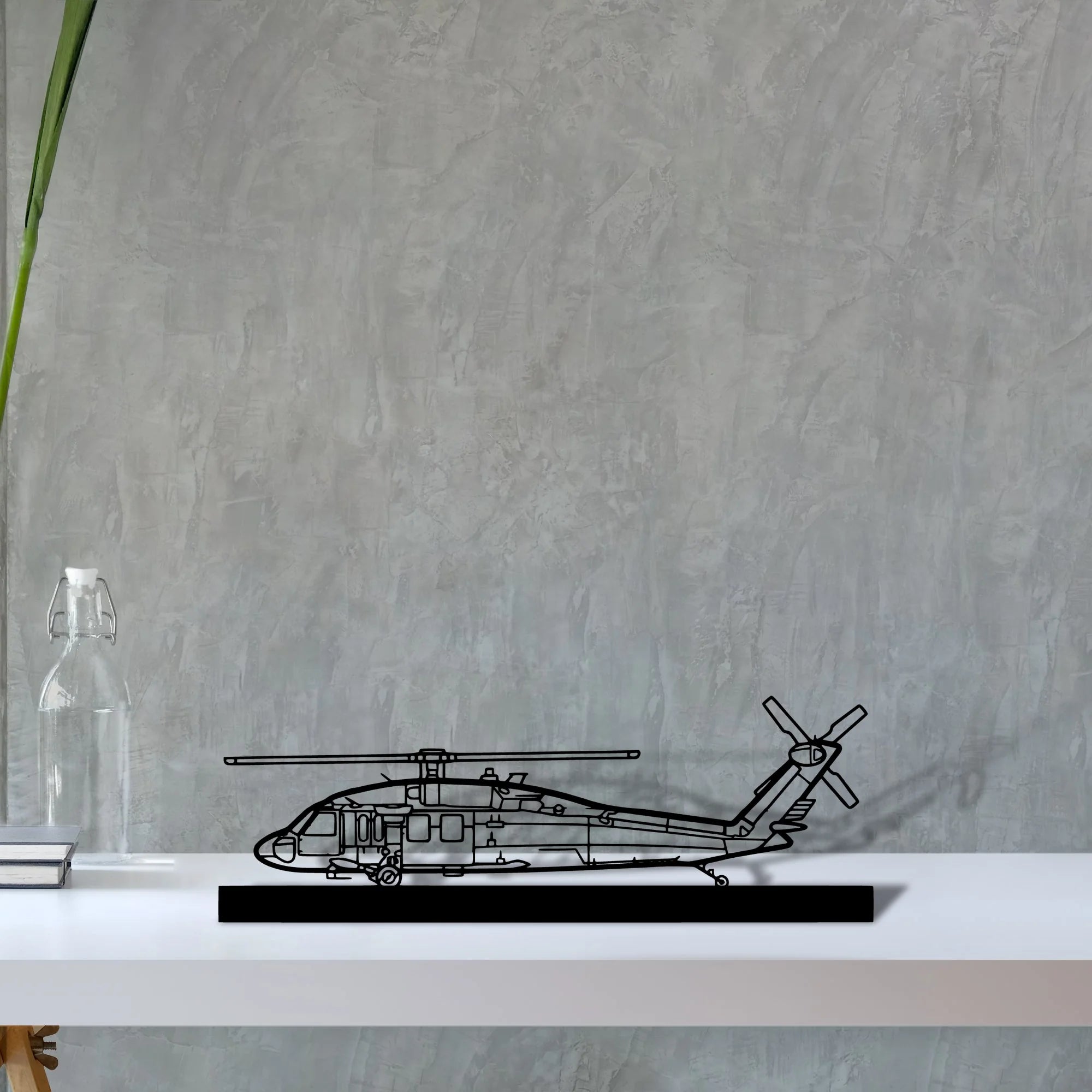 uh-60-black-hawk Silhouette Metal Art Stand - Tinvibe