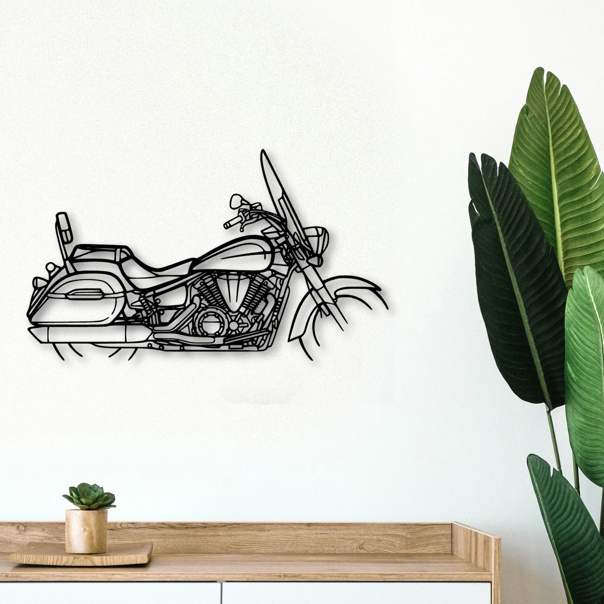 V Star 1300 Tourer Classic Motorcycle Silhouette Metal Wall Art - Tinvibe