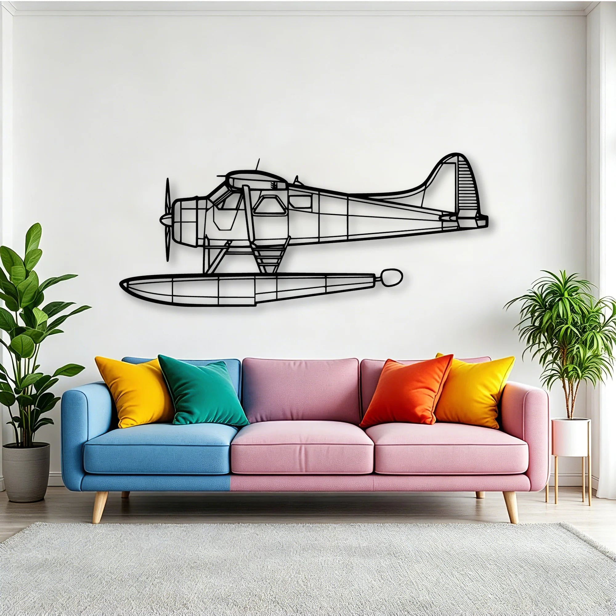 170B Float 2 Classic Aircraft Silhouette Metal Wall Art - Tinvibe