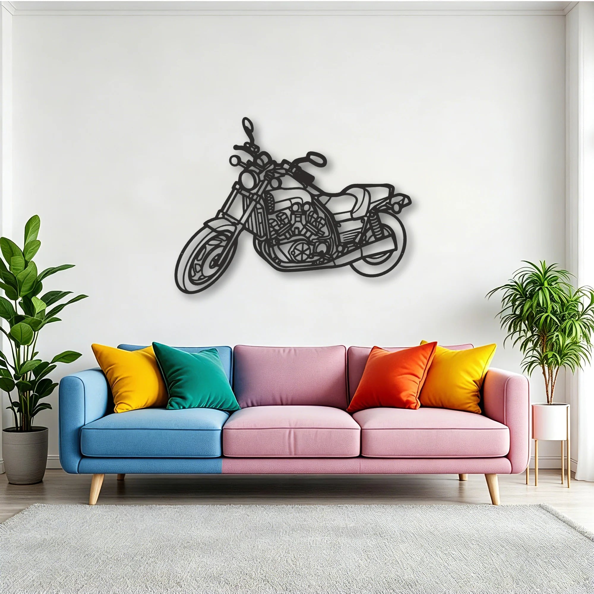 1992 Yamaha Vmax 1200 Classic Motorcycle Silhouette Metal Wall Art - Tinvibe