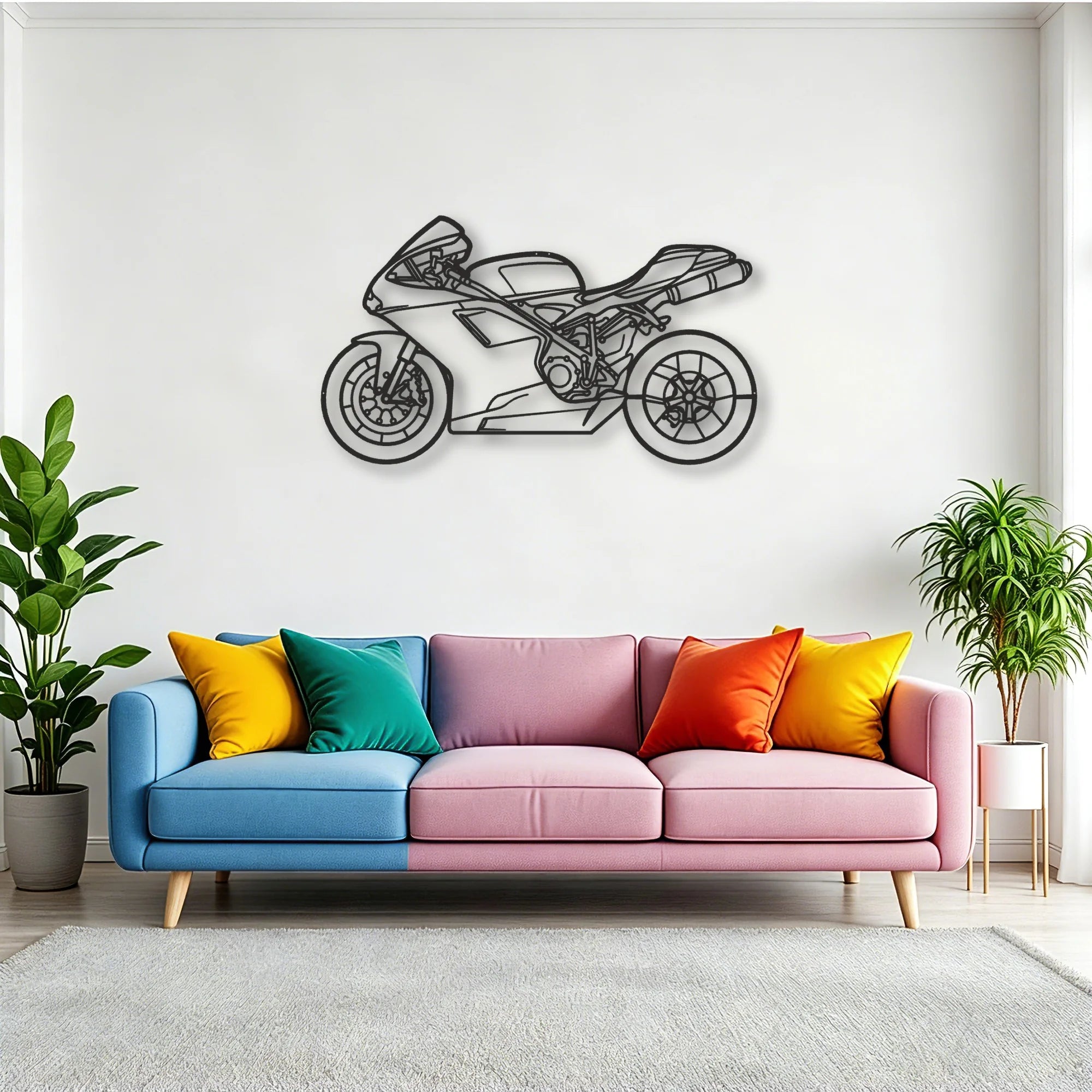 2009 Ducati 848 Classic Motorcycle Silhouette Metal Wall Art - Tinvibe