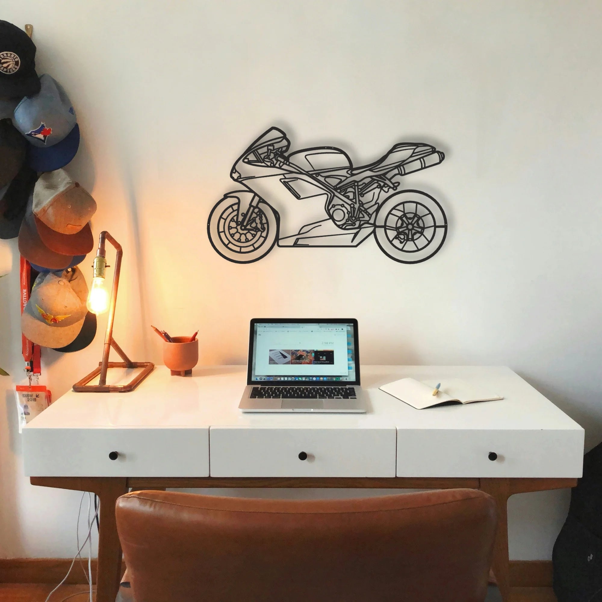2009 Ducati 848 Classic Motorcycle Silhouette Metal Wall Art - Tinvibe