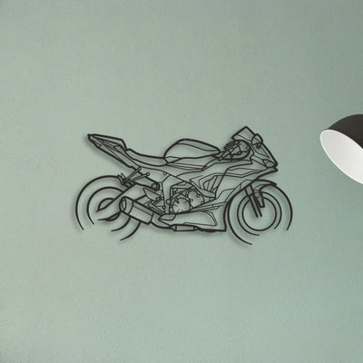 2021 Kawasaki Ninja ZX 6R Classic Motorcycle Silhouette Metal Wall Art - Tinvibe