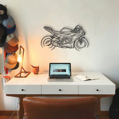 2021 Kawasaki Ninja ZX 6R Classic Motorcycle Silhouette Metal Wall Art - Tinvibe