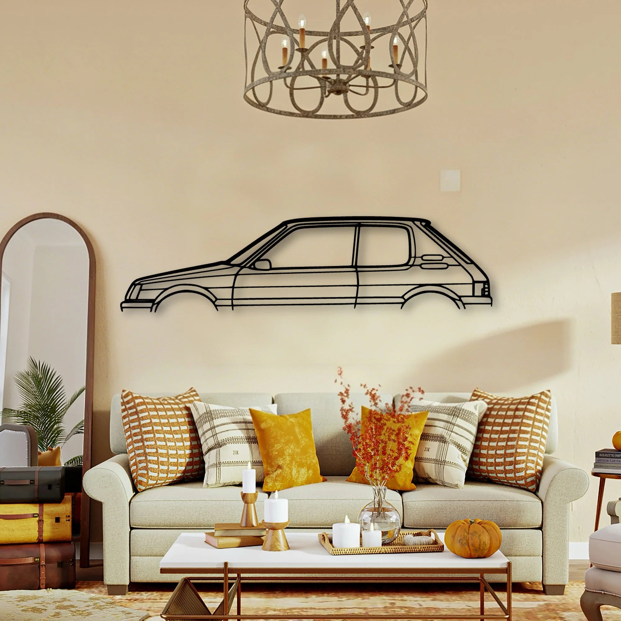 205 GTI 2 Classic Silhouette Metal Wall Art - Tinvibe