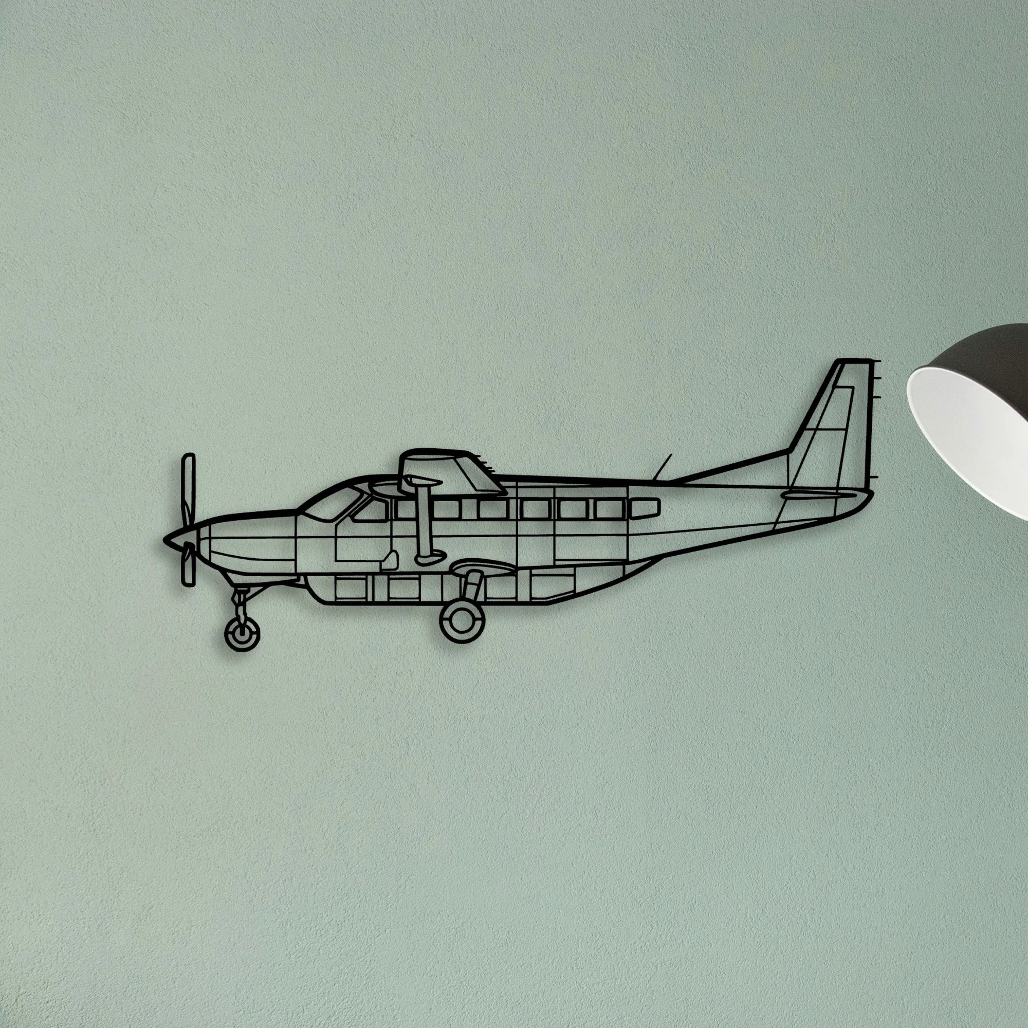 208 Caravan Classic Aircraft Silhouette Metal Wall Art - Tinvibe