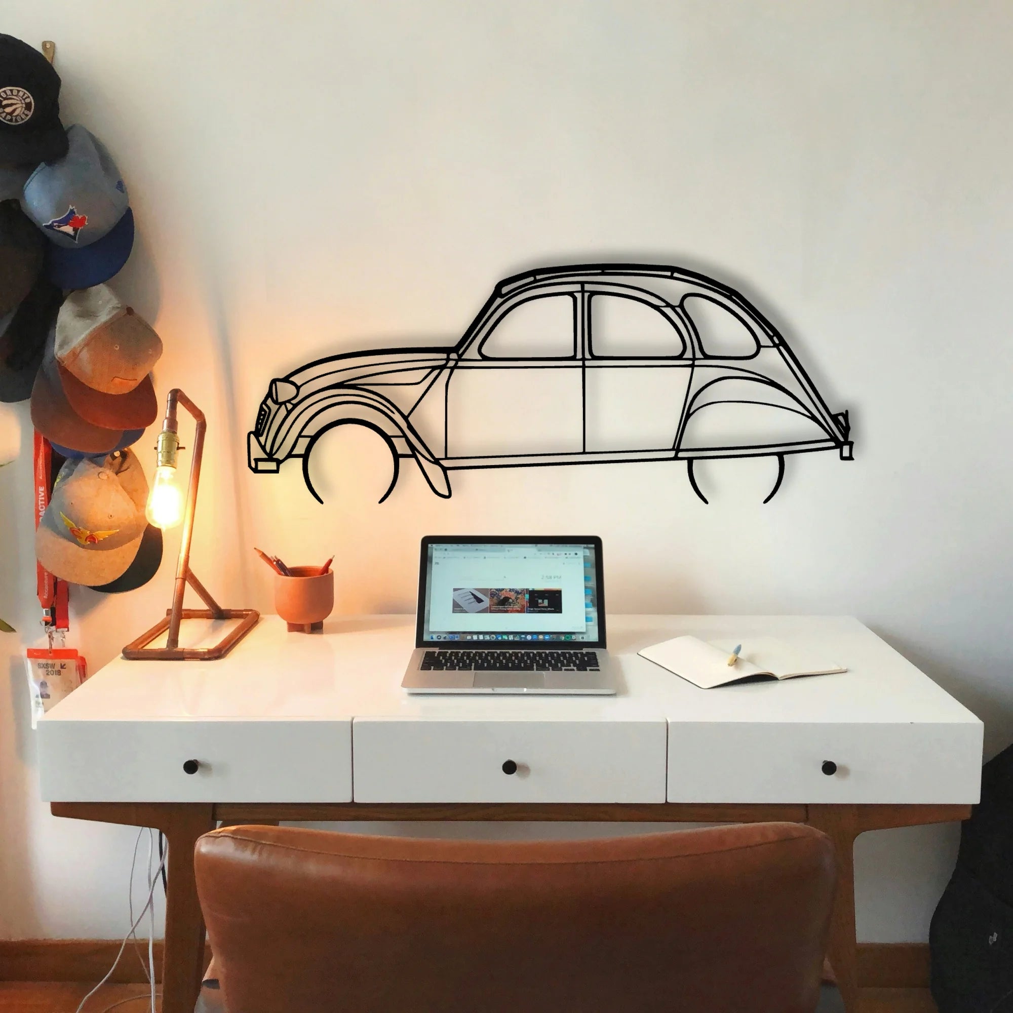 2CV 1966 Classic Silhouette Metal Wall Art - Tinvibe