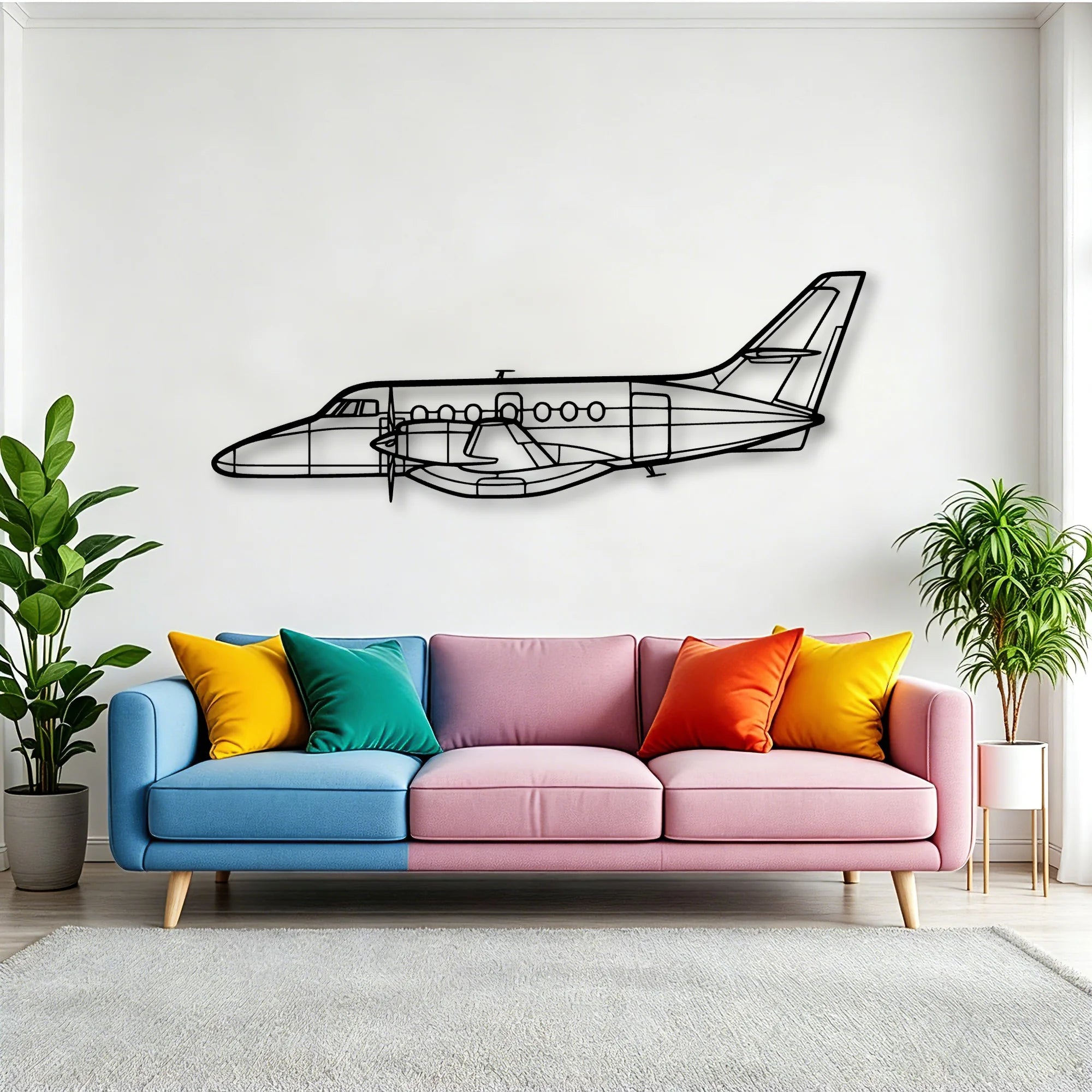340B Plus Classic Aircraft Silhouette Metal Wall Art - Tinvibe