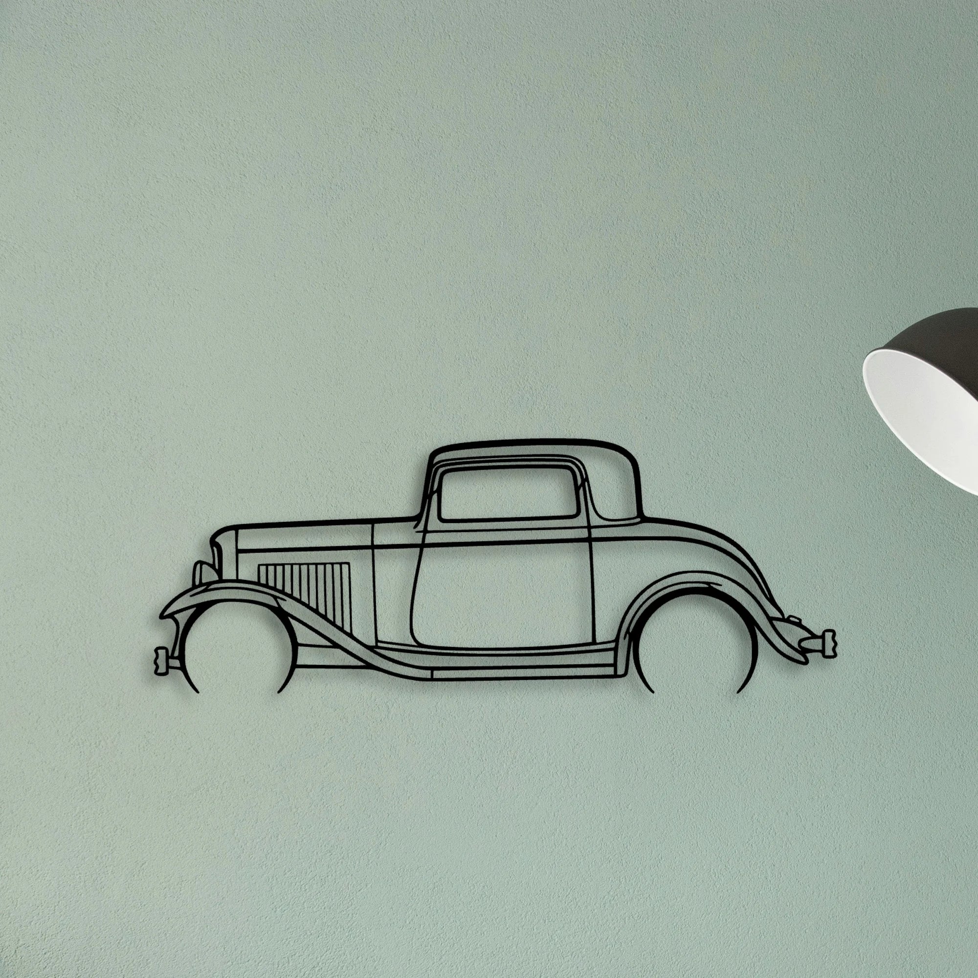 3 Window Coupe 1932 Classic Silhouette Metal Wall Art - Tinvibe