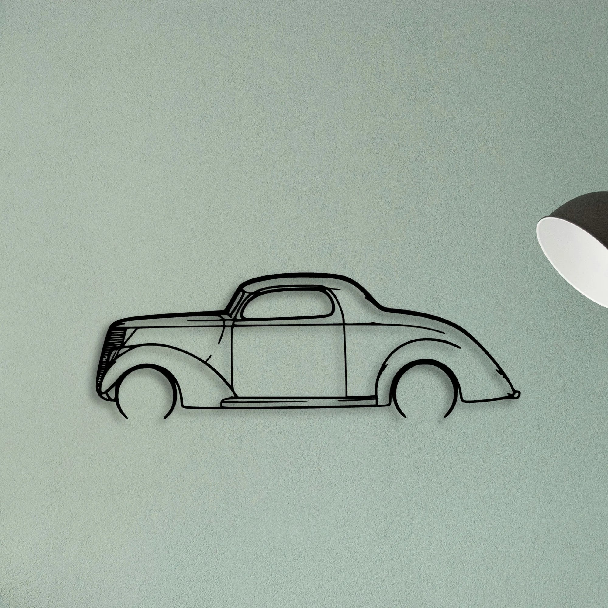 3 Window Coupe 1937 Classic Silhouette Metal Wall Art - Tinvibe