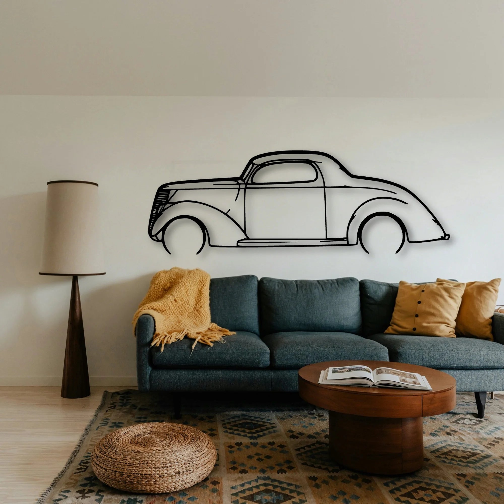 3 Window Coupe 1937 Classic Silhouette Metal Wall Art - Tinvibe