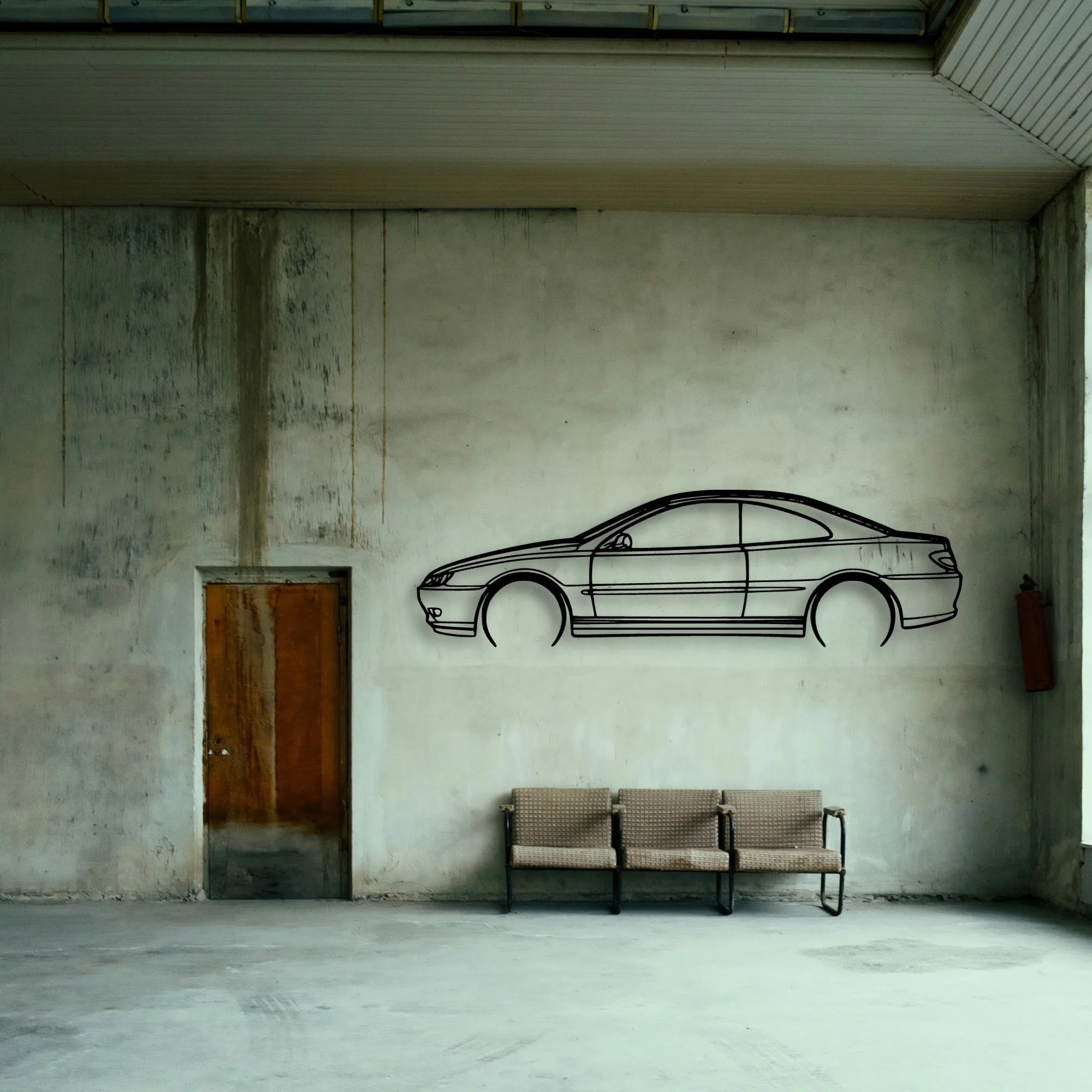 406 Coupe 1999 Classic Silhouette Metal Wall Art - Tinvibe