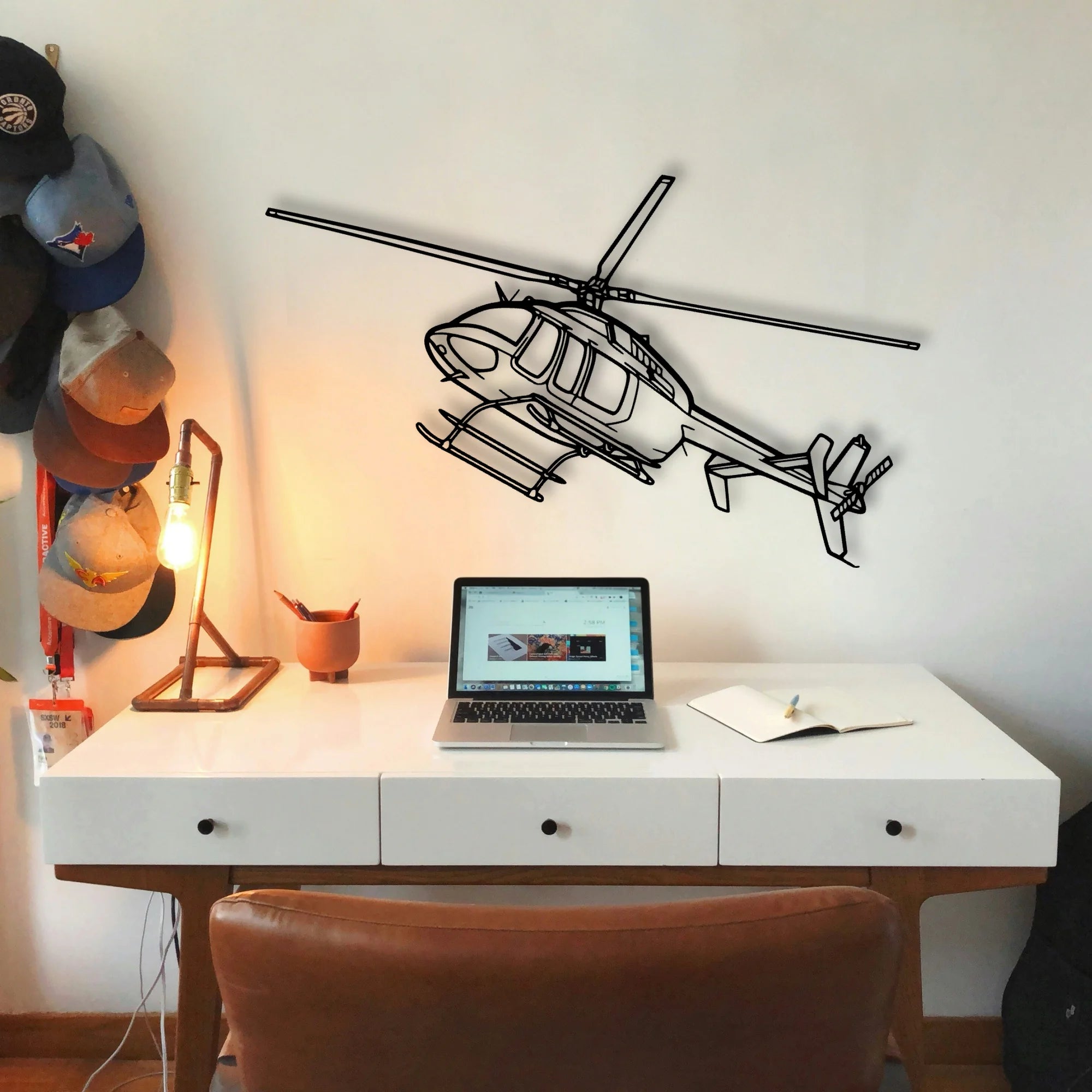 407GX Classic Aircraft Silhouette Metal Wall Art - Tinvibe
