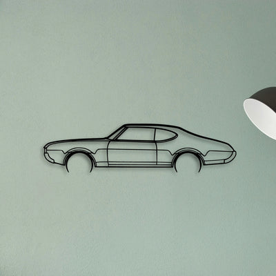 442 Holiday Coupe 1969 Classic Silhouette Metal Wall Art - Tinvibe