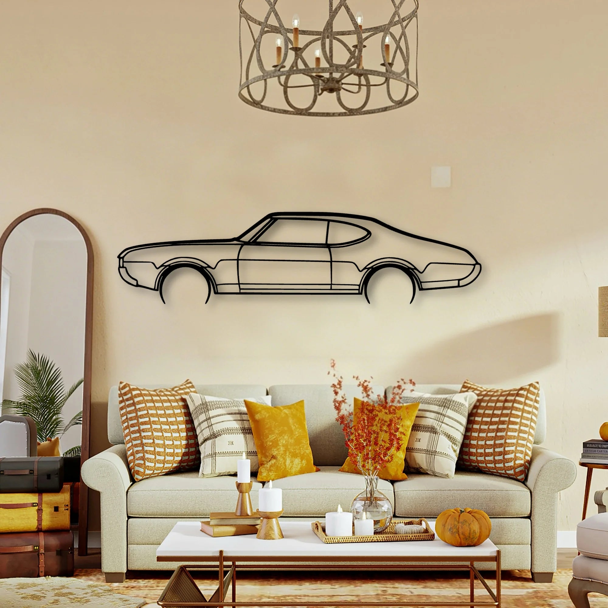 442 Holiday Coupe 1969 Classic Silhouette Metal Wall Art - Tinvibe