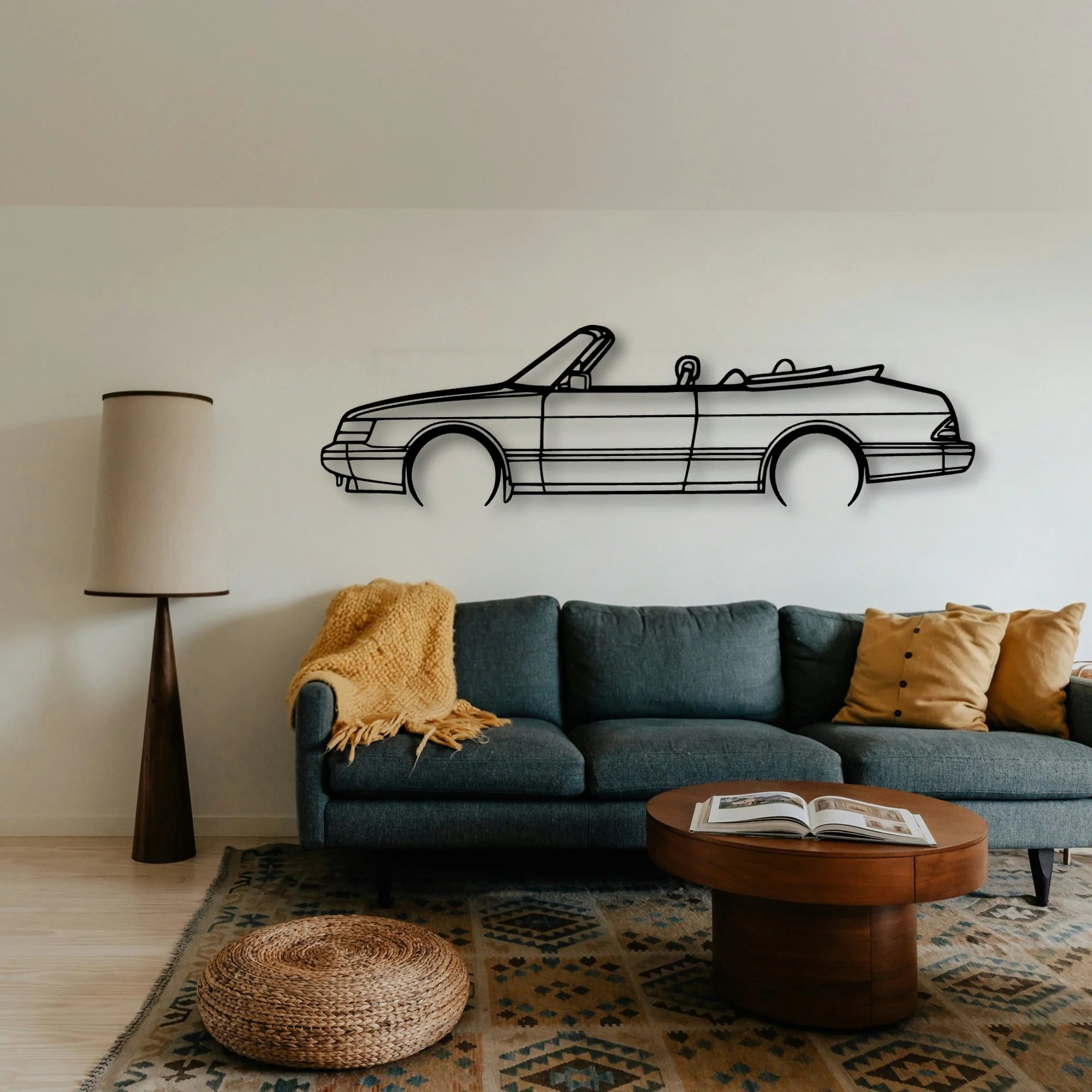900 Convertible 1990 Classic Silhouette Metal Wall Art - Tinvibe